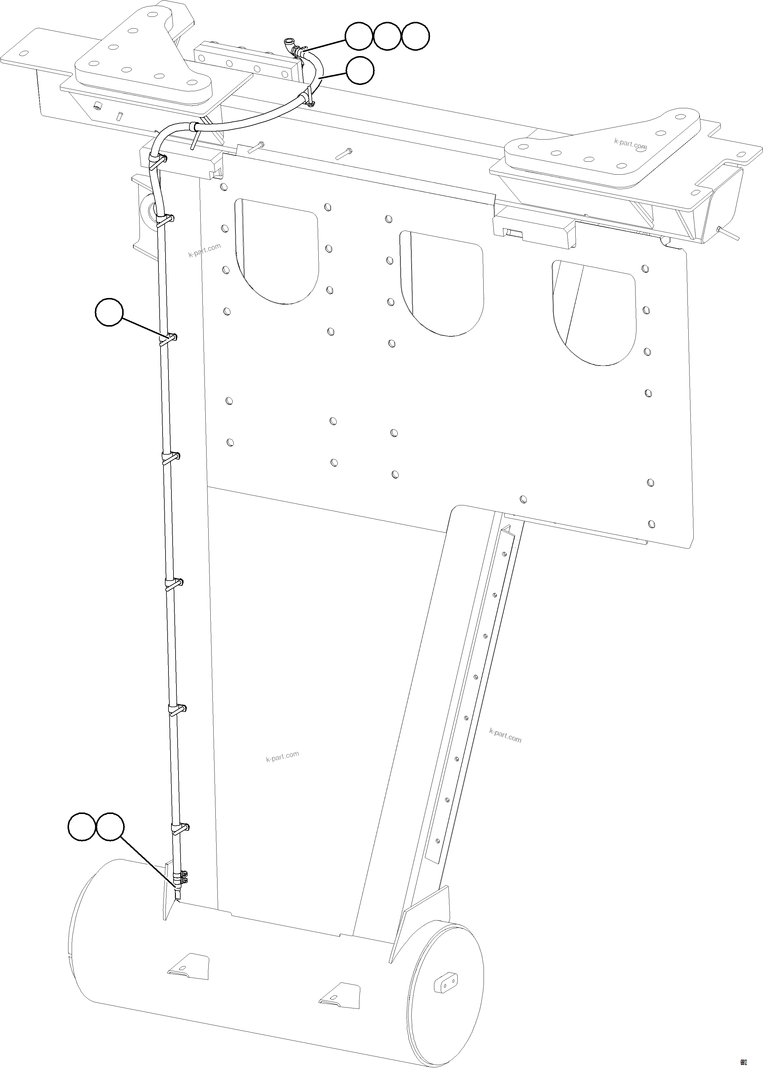 Komatsu parts book diagram for AFE75-B 980E-5 S/N A50006 - A50007 TECK: HEATER/AC DRAIN HOSE INSTALLATION