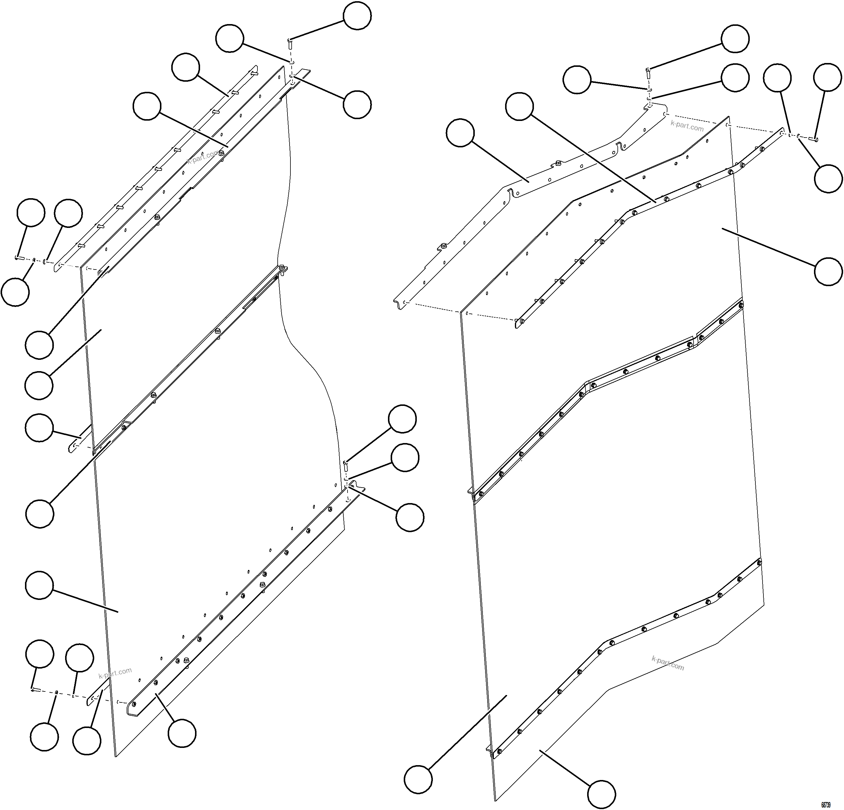 Komatsu parts book diagram for AFE75-B 980E-5 S/N A50006 - A50007 TECK: FUEL TANK MUD FLAPS    1/2