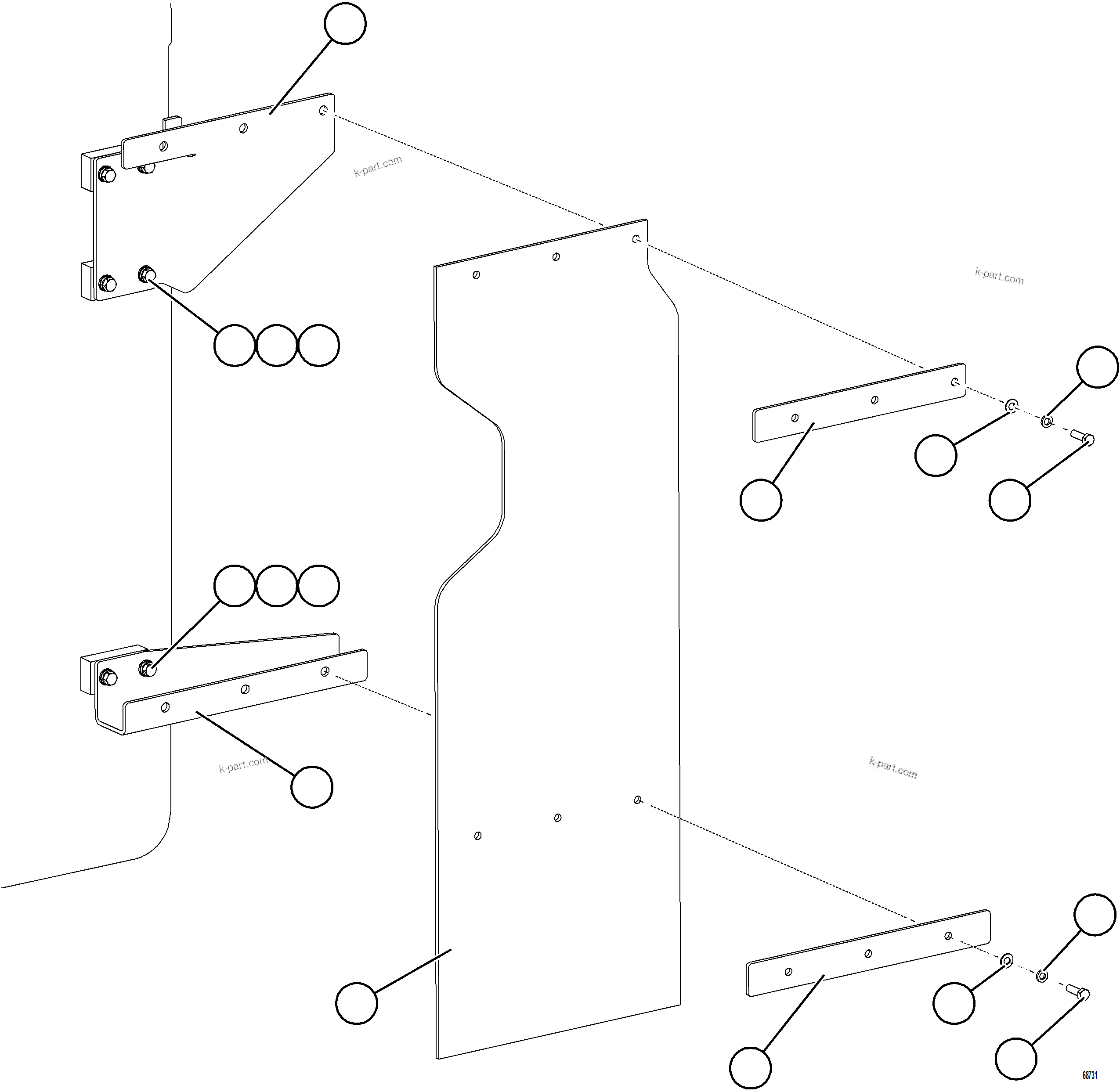 Komatsu parts book diagram for AFE75-B 980E-5 S/N A50006 - A50007 TECK: FUEL TANK MUD FLAPS    2/2