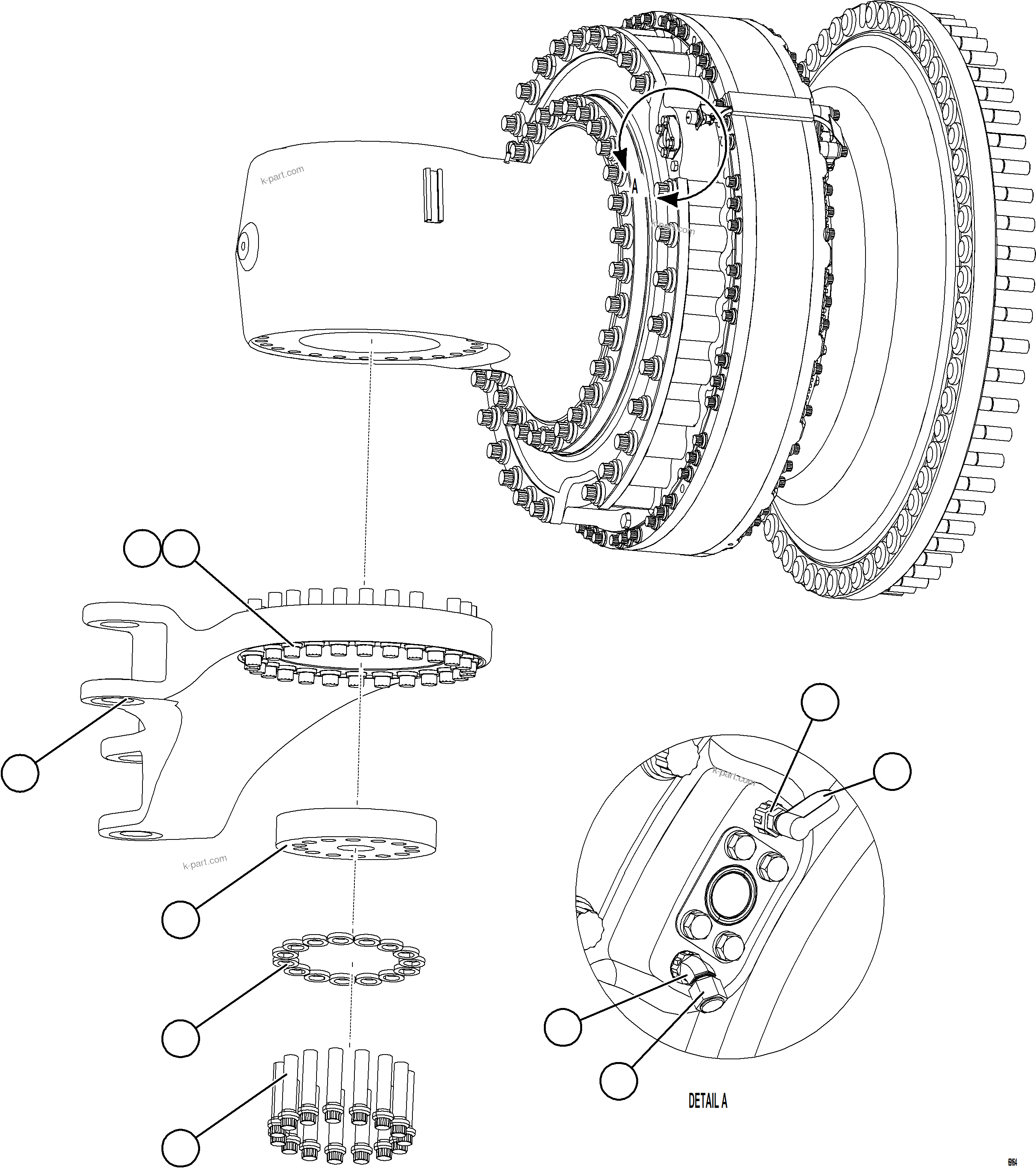 Komatsu parts book diagram for AFE75-B 980E-5 S/N A50006 - A50007 TECK: STEERING ARM INSTALLATION