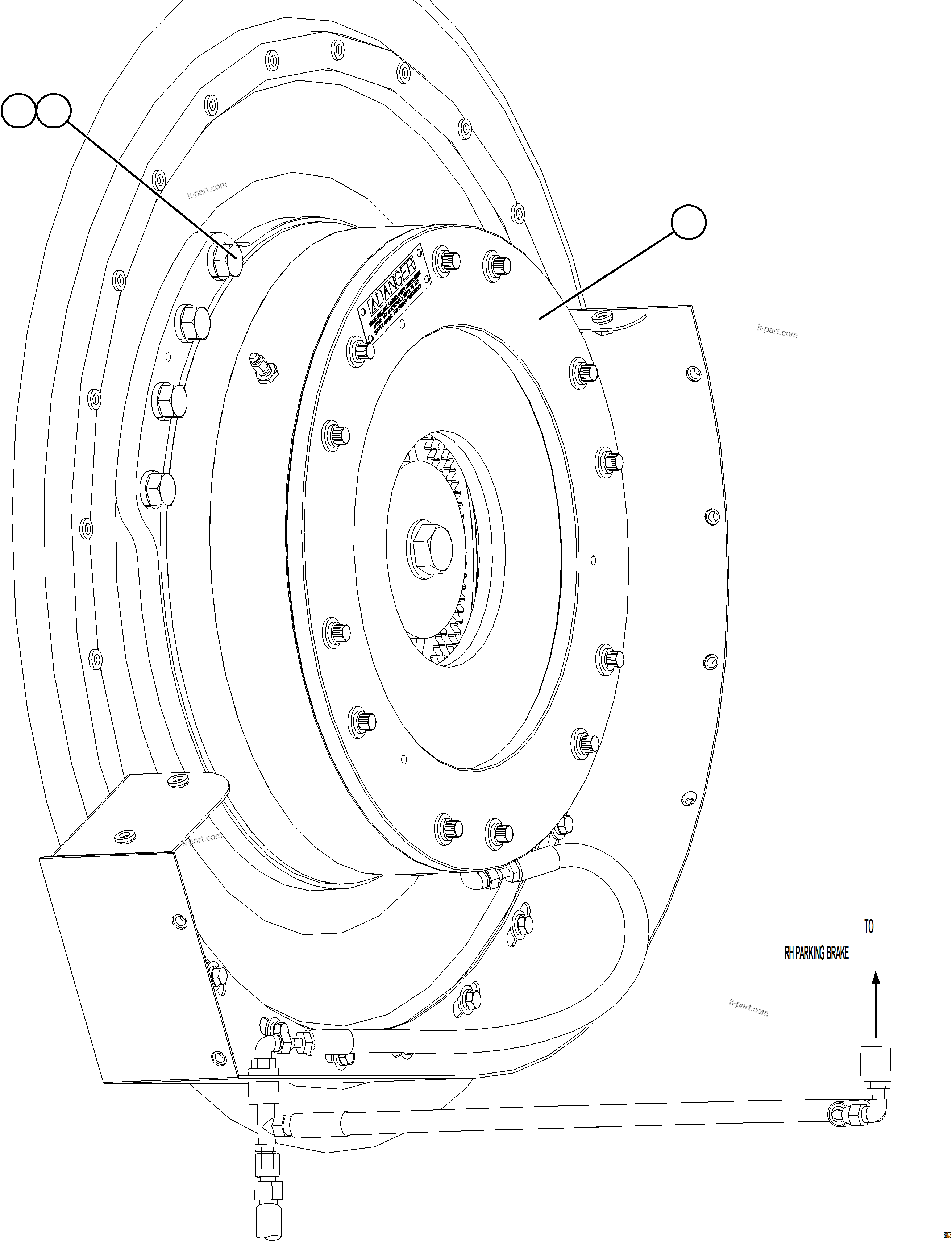 Komatsu parts book diagram for AFE75-B 980E-5 S/N A50006 - A50007 TECK: PARKING BRAKE INSTALLATION