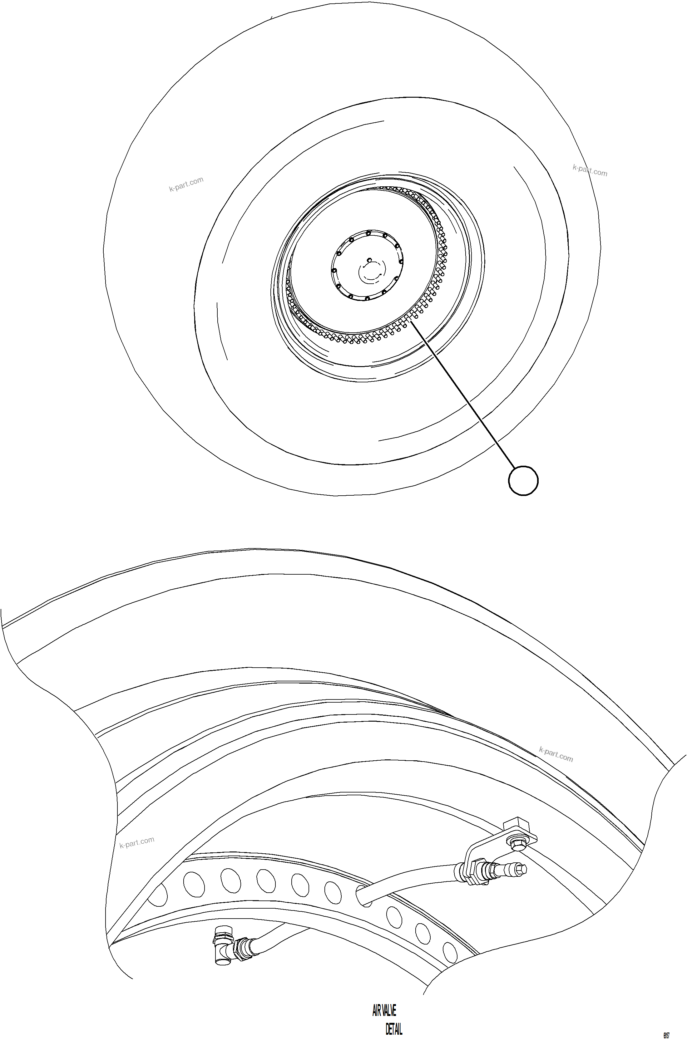 Komatsu parts book diagram for AFE75-B 980E-5 S/N A50006 - A50007 TECK: FRONT WHEEL MOUNTING