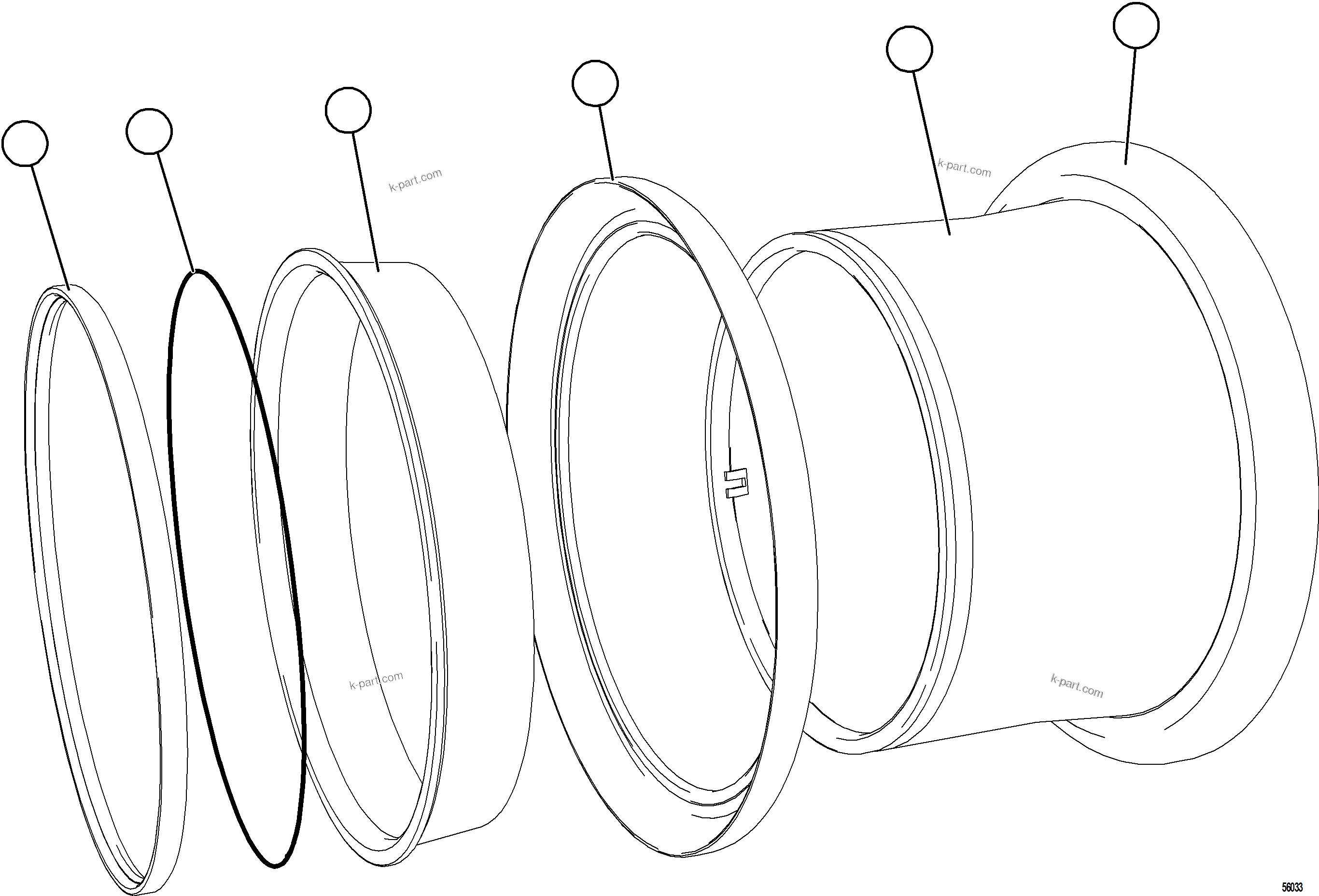 Komatsu parts book diagram for AFE75-B 980E-5 S/N A50006 - A50007 TECK: RIM ASSEMBLY, TAPER LOCK