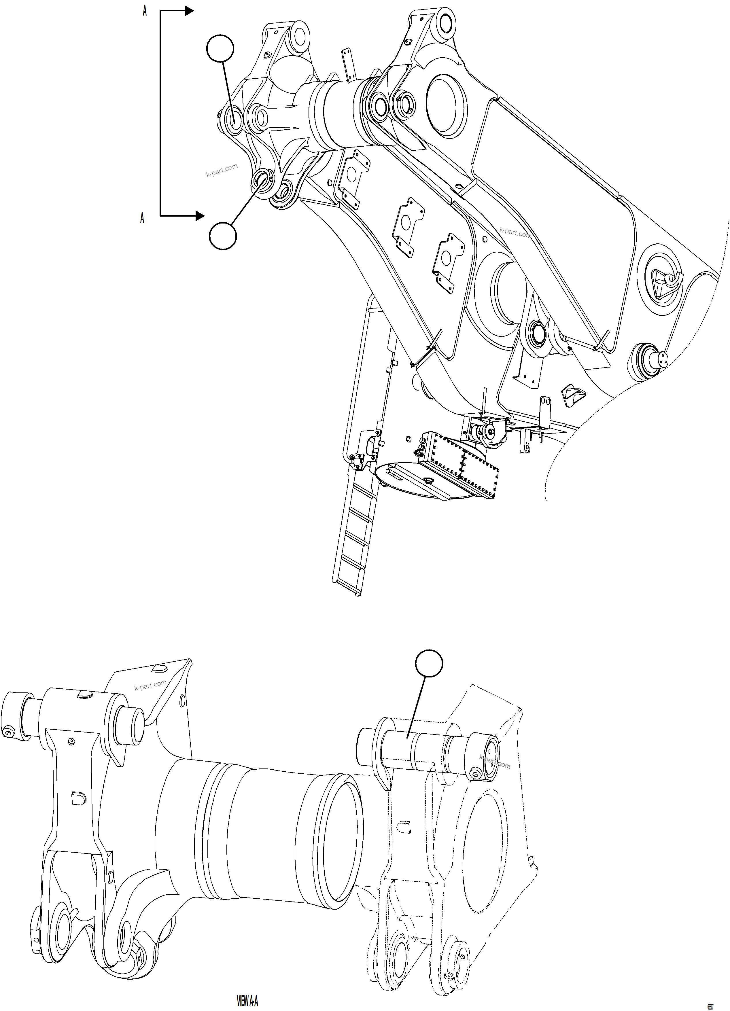 Komatsu parts book diagram for AFE75-B 980E-5 S/N A50006 - A50007 TECK: BODY PIVOT    3/3