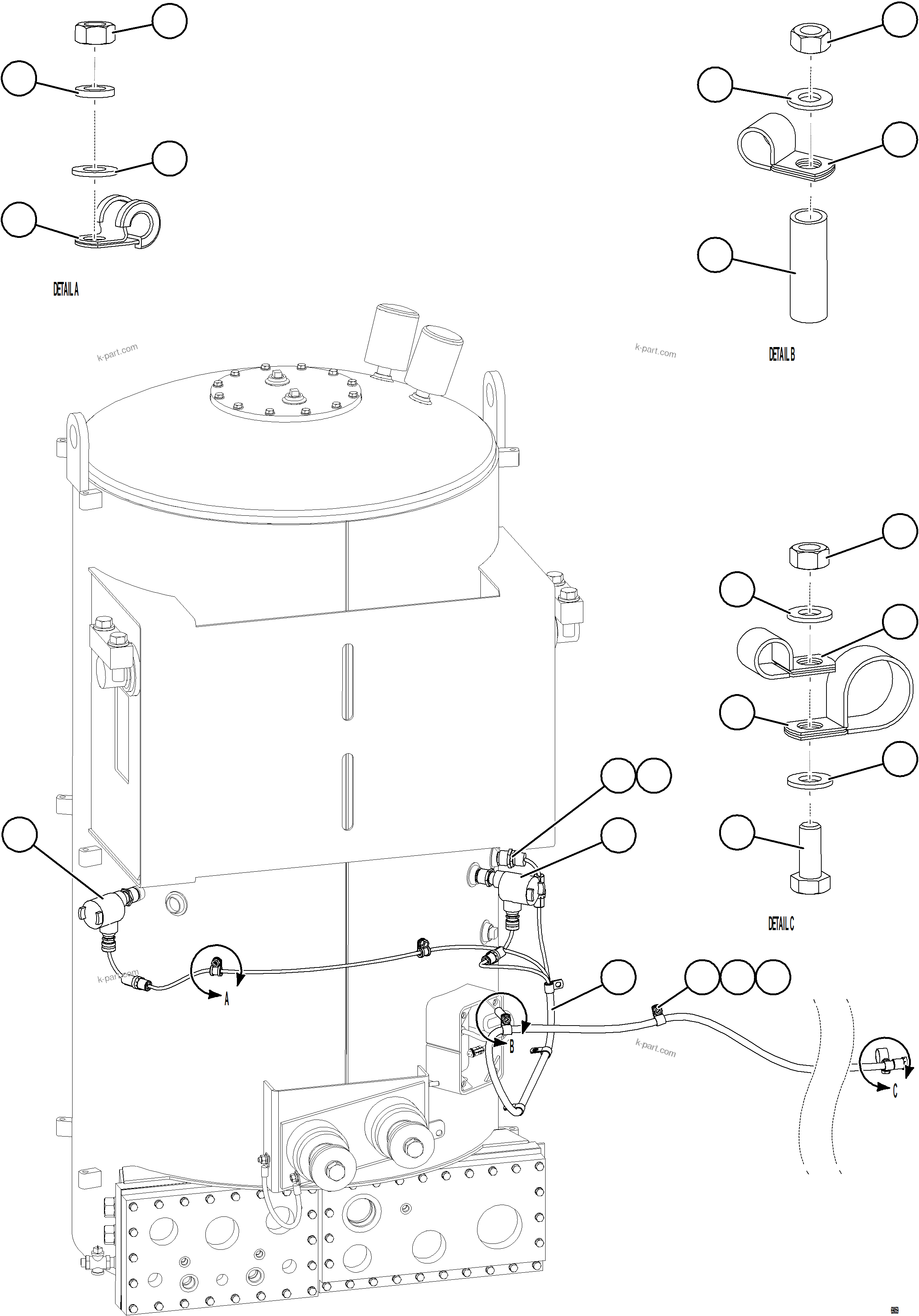 Komatsu parts book diagram for AFE75-B 980E-5 S/N A50006 - A50007 TECK: HOTSTART - HYDRAULIC TANK OIL