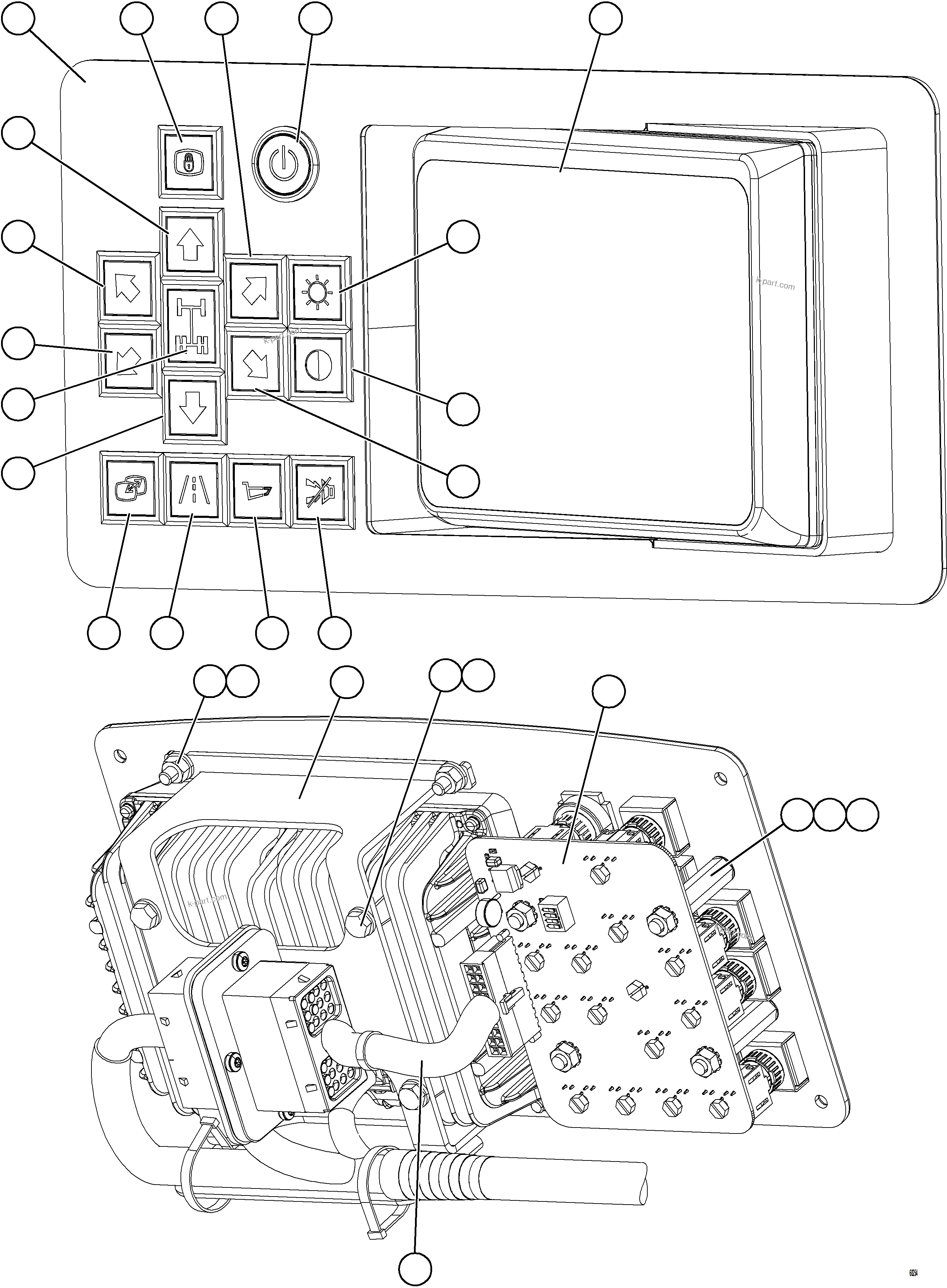 Komatsu parts book diagram for AFE75-B 980E-5 S/N A50006 - A50007 TECK: KOMVISION DISPLAY MODULE    58E-54-25601