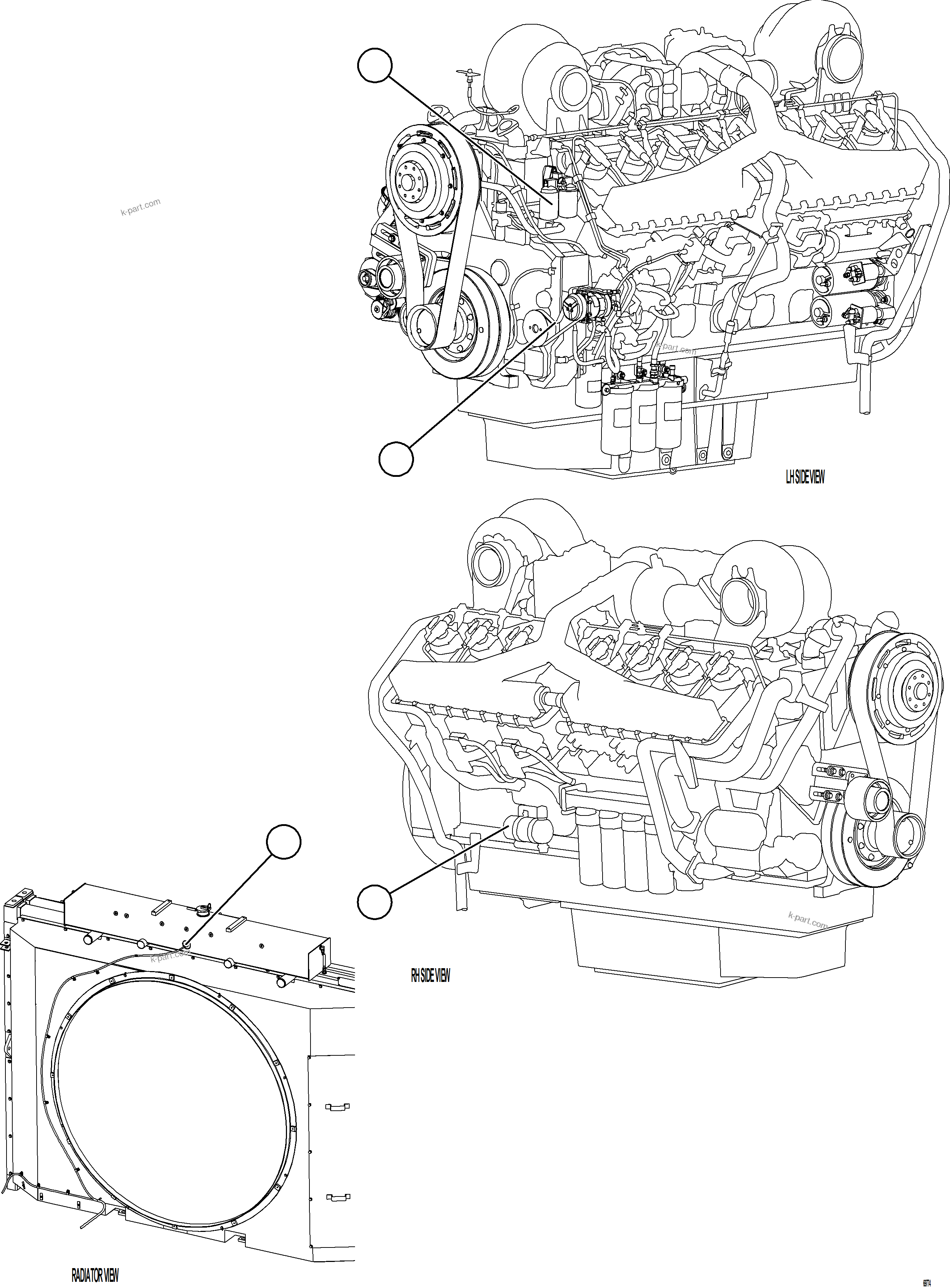 Komatsu parts book diagram for AFE75-M 980E-5 S/N A50044 - A50046, A50048  COPPER MOUNTAIN: ENGINE AND COMPONENTS    1/2
