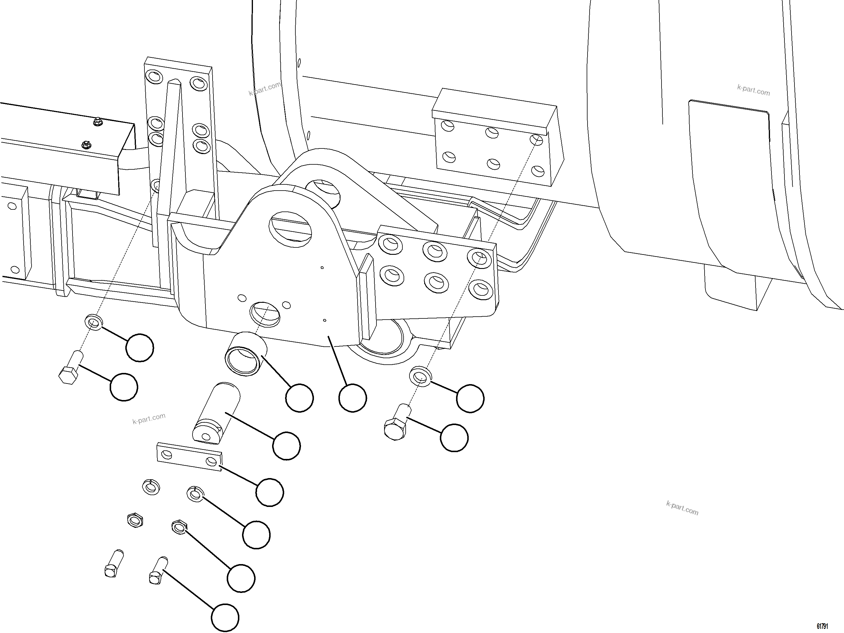 Komatsu parts book diagram for AFE75-M 980E-5 S/N A50044 - A50046, A50048  COPPER MOUNTAIN: ENGINE CRADLE INSTALLATION