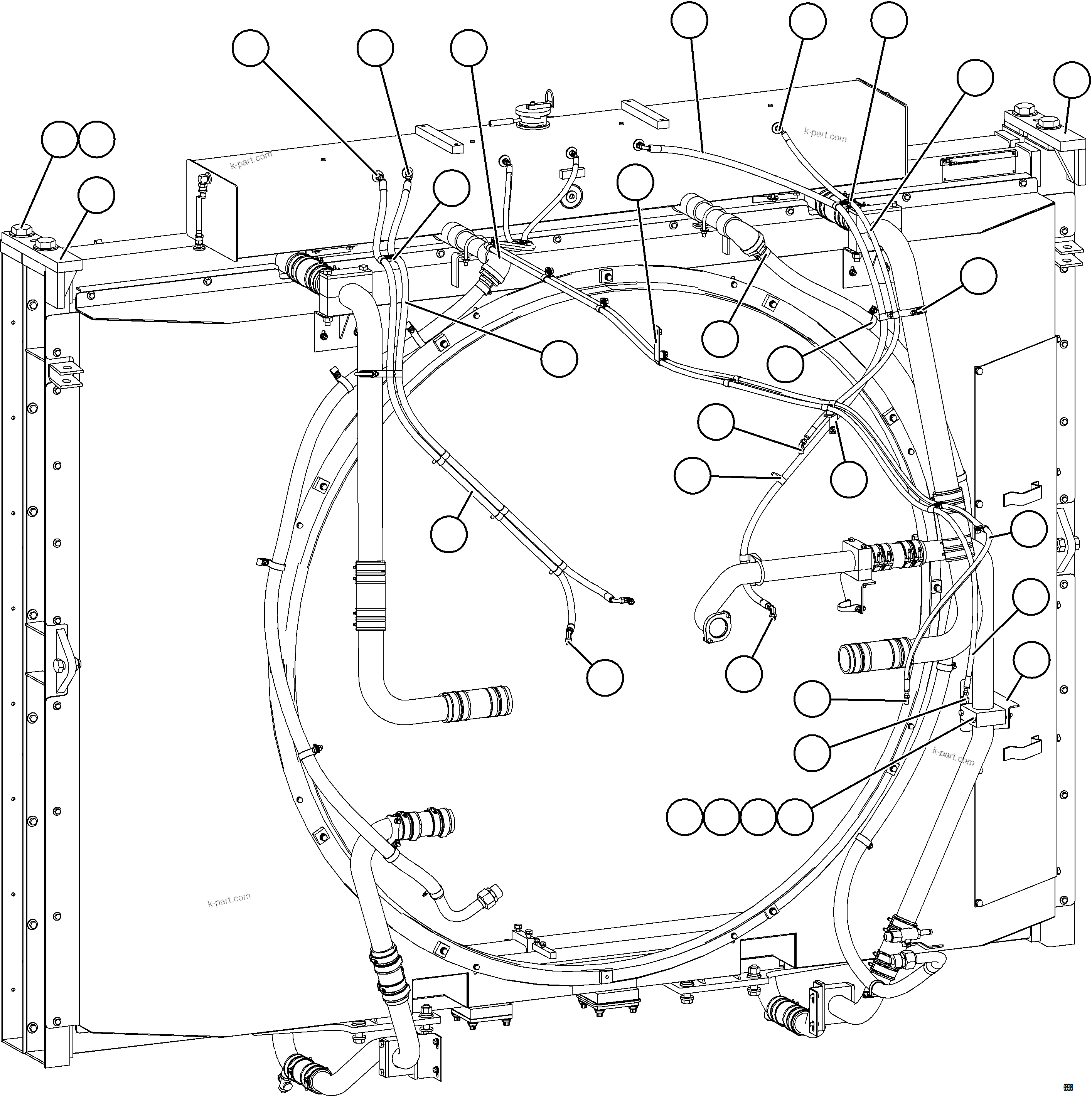 Komatsu parts book diagram for AFE75-M 980E-5 S/N A50044 - A50046, A50048  COPPER MOUNTAIN: RADIATOR PIPING    2/4