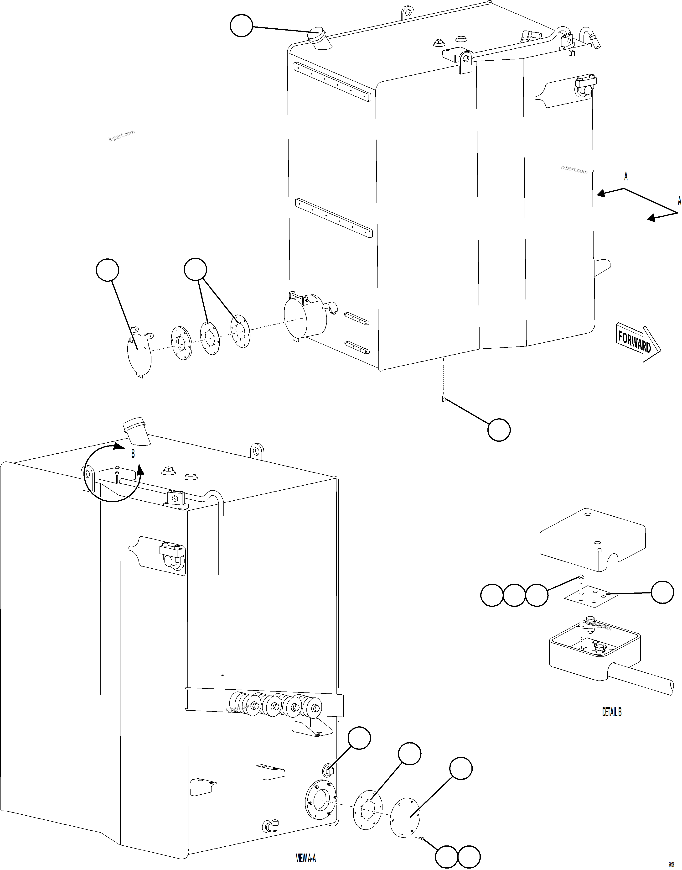 Komatsu parts book diagram for AFE75-M 980E-5 S/N A50044 - A50046, A50048  COPPER MOUNTAIN: FUEL TANK ASSEMBLY
