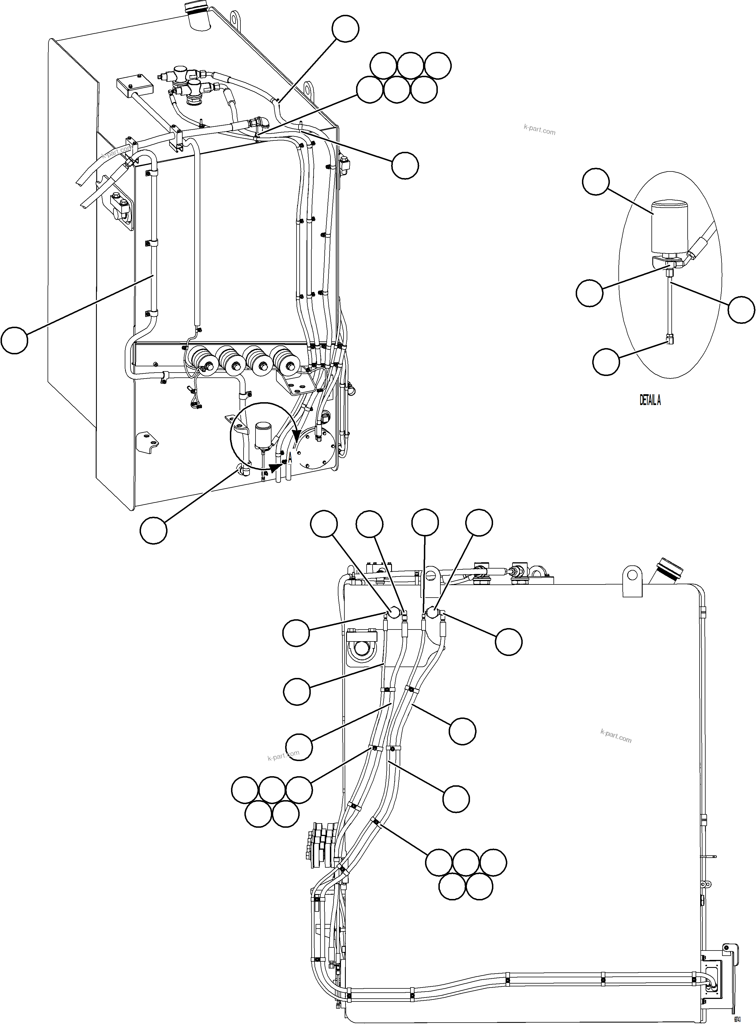 Komatsu parts book diagram for AFE75-M 980E-5 S/N A50044 - A50046, A50048  COPPER MOUNTAIN: FUEL SYSTEM PIPING    2/3