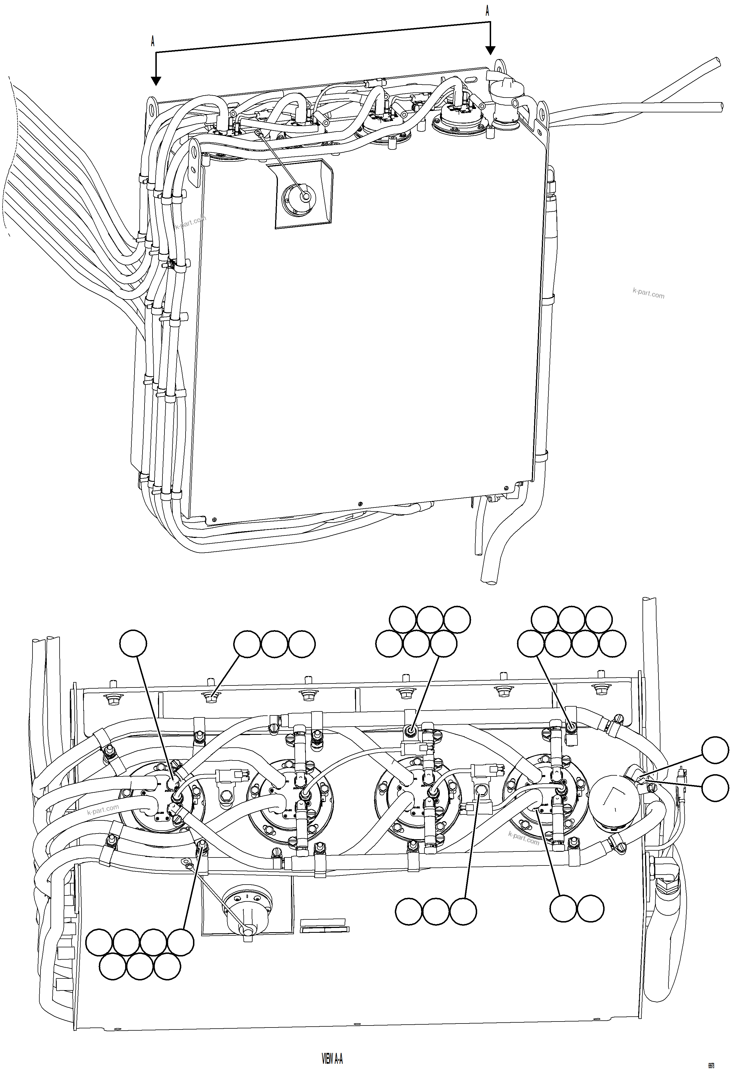Komatsu parts book diagram for AFE75-M 980E-5 S/N A50044 - A50046, A50048  COPPER MOUNTAIN: DEF TANK HOSE CONNECTIONS - TOP    2/2