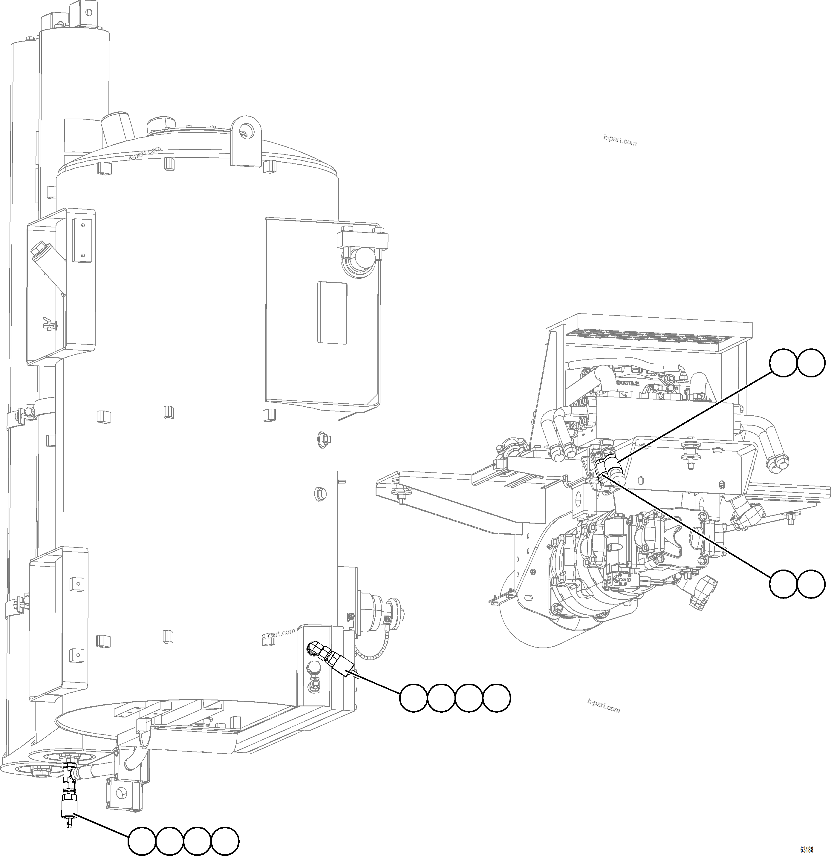 Komatsu parts book diagram for AFE75-M 980E-5 S/N A50044 - A50046, A50048  COPPER MOUNTAIN: TOW FITTING ADAPTERS