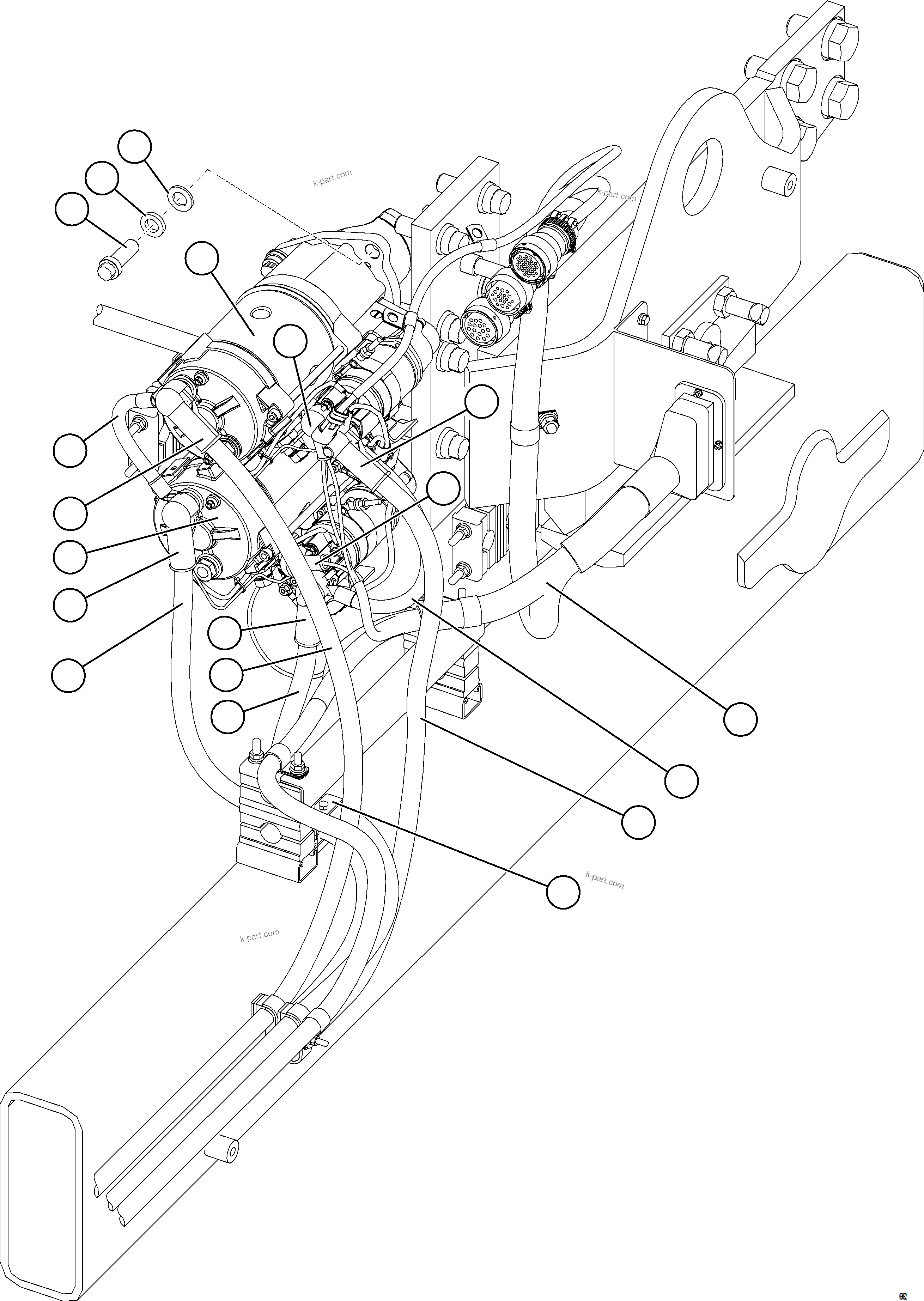 Komatsu parts book diagram for AFE75-M 980E-5 S/N A50044 - A50046, A50048  COPPER MOUNTAIN: CRANKING MOTOR INSTALLATION