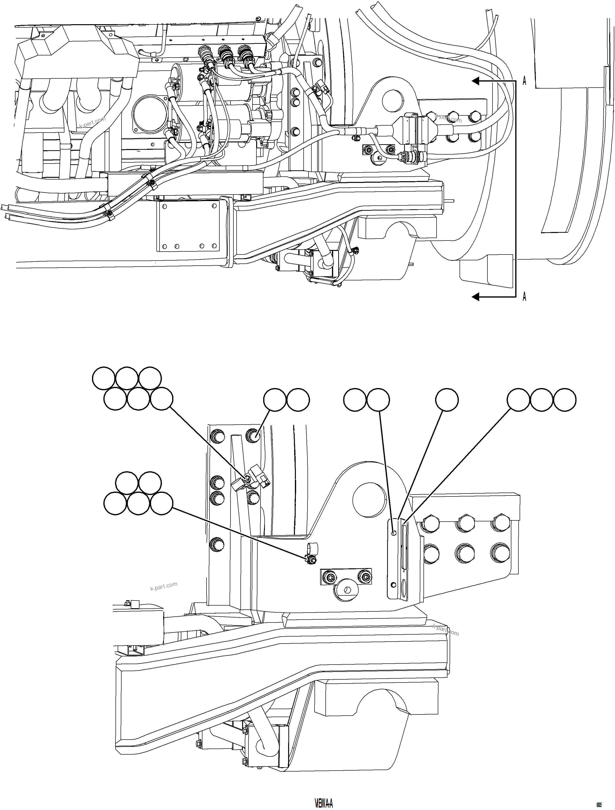 Komatsu parts book diagram for AFE75-M 980E-5 S/N A50044 - A50046, A50048  COPPER MOUNTAIN: CRANKING MOTOR WIRING    2/2