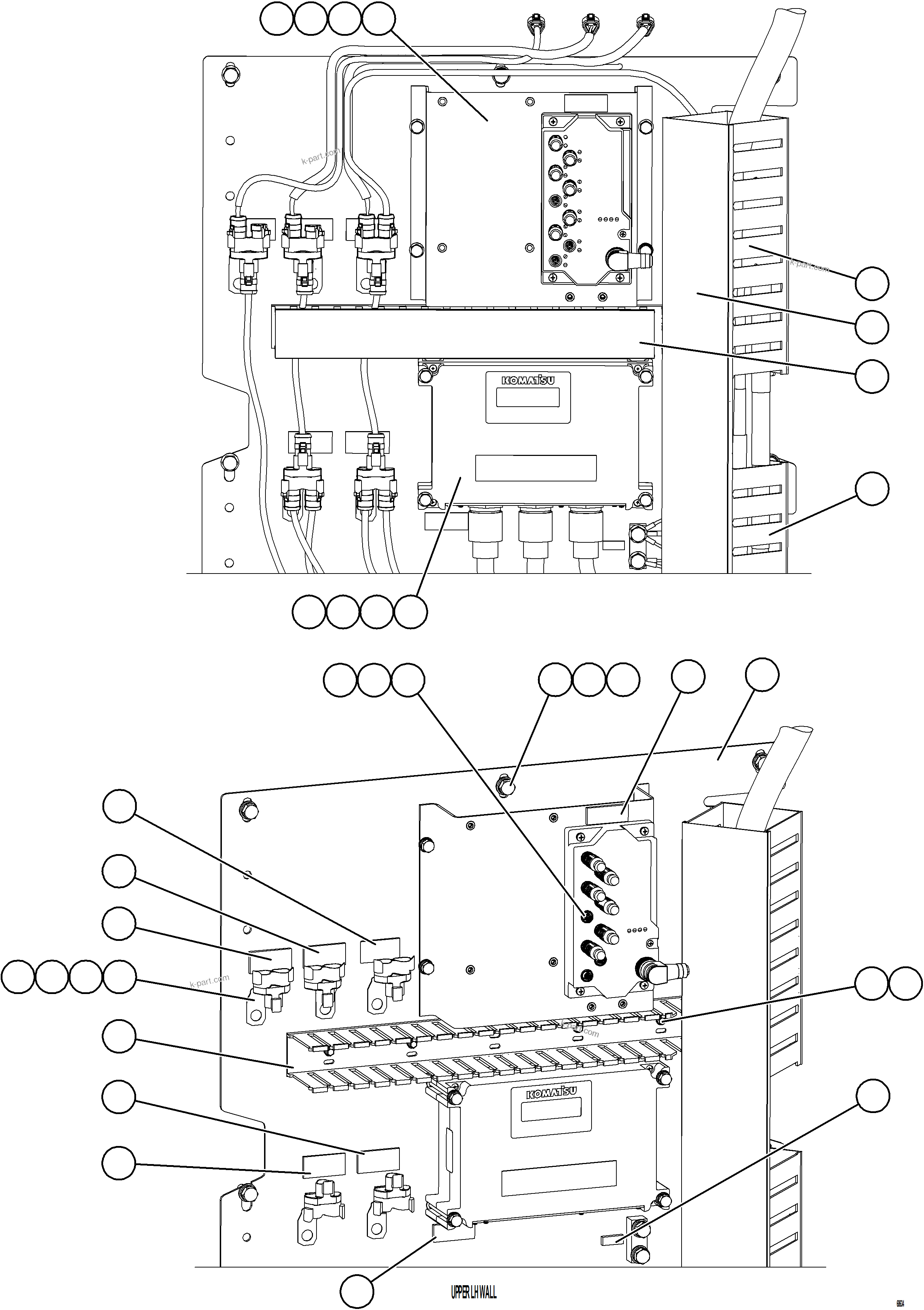 Komatsu parts book diagram for AFE75-M 980E-5 S/N A50044 - A50046, A50048  COPPER MOUNTAIN: AUXILIARY CONTROL CABINET - LH WALL    1/2