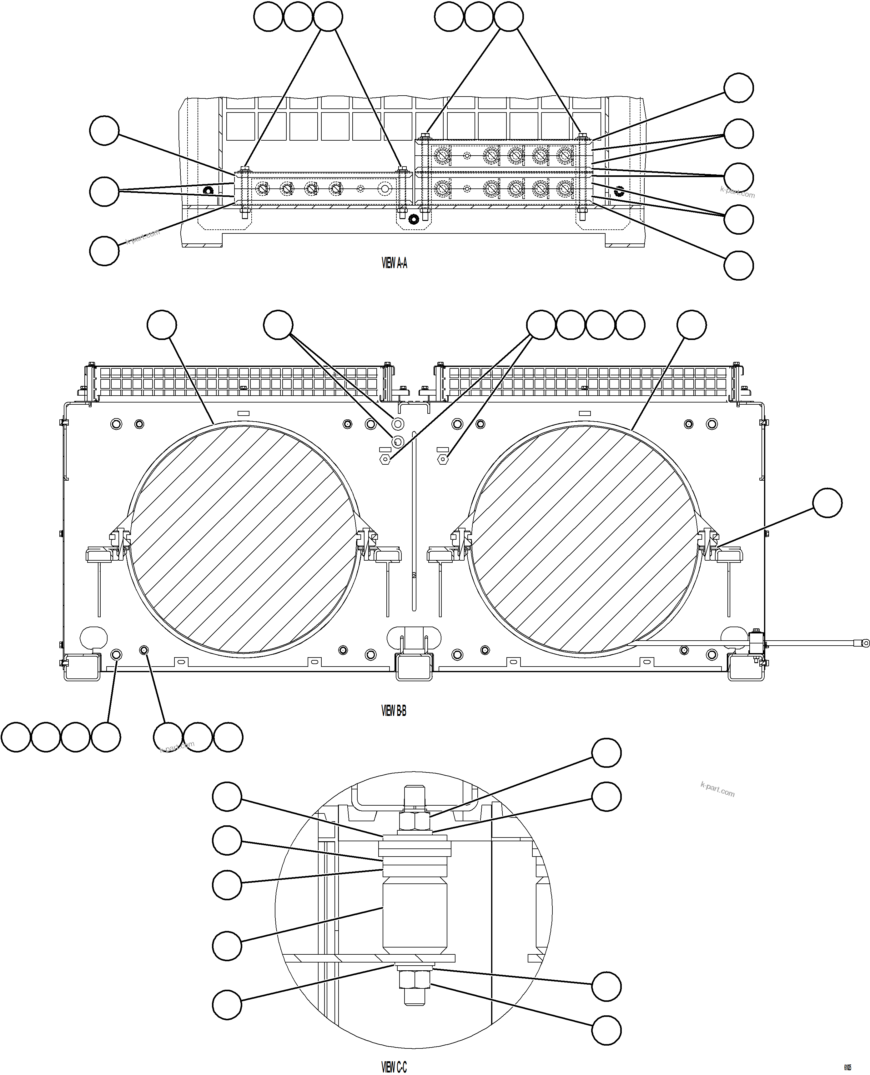 Komatsu parts book diagram for AFE75-M 980E-5 S/N A50044 - A50046, A50048  COPPER MOUNTAIN: RETARDING GRID    2/3    58B-06-03700