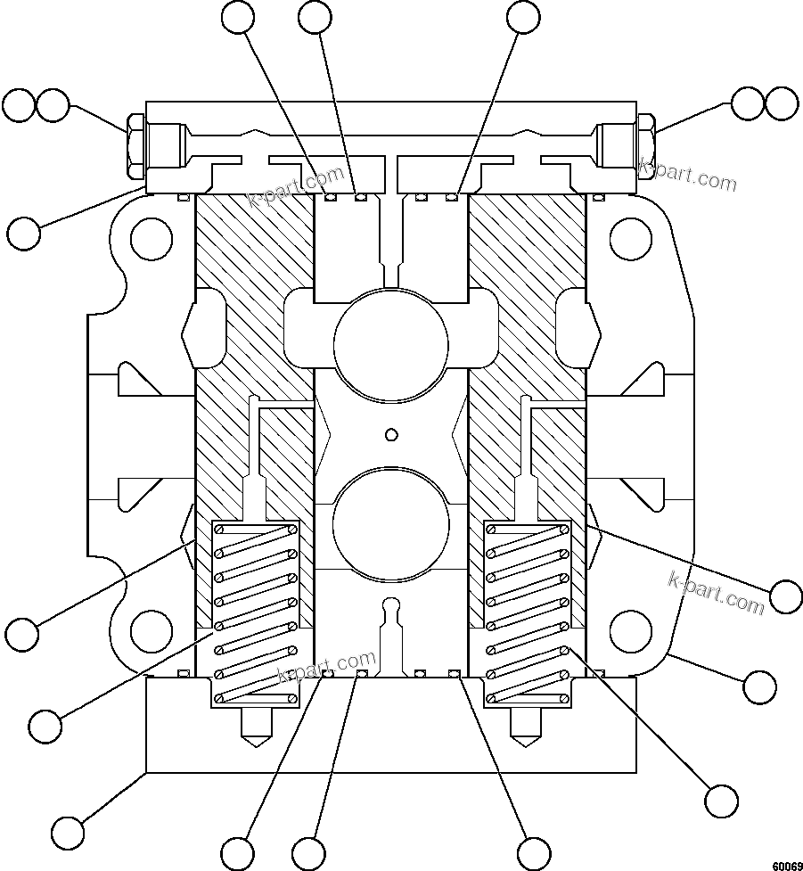 Komatsu parts book diagram for AFE75-M 980E-5 S/N A50044 - A50046, A50048  COPPER MOUNTAIN: SPOOL SECTION ASSEMBLY - TANK    BF3050