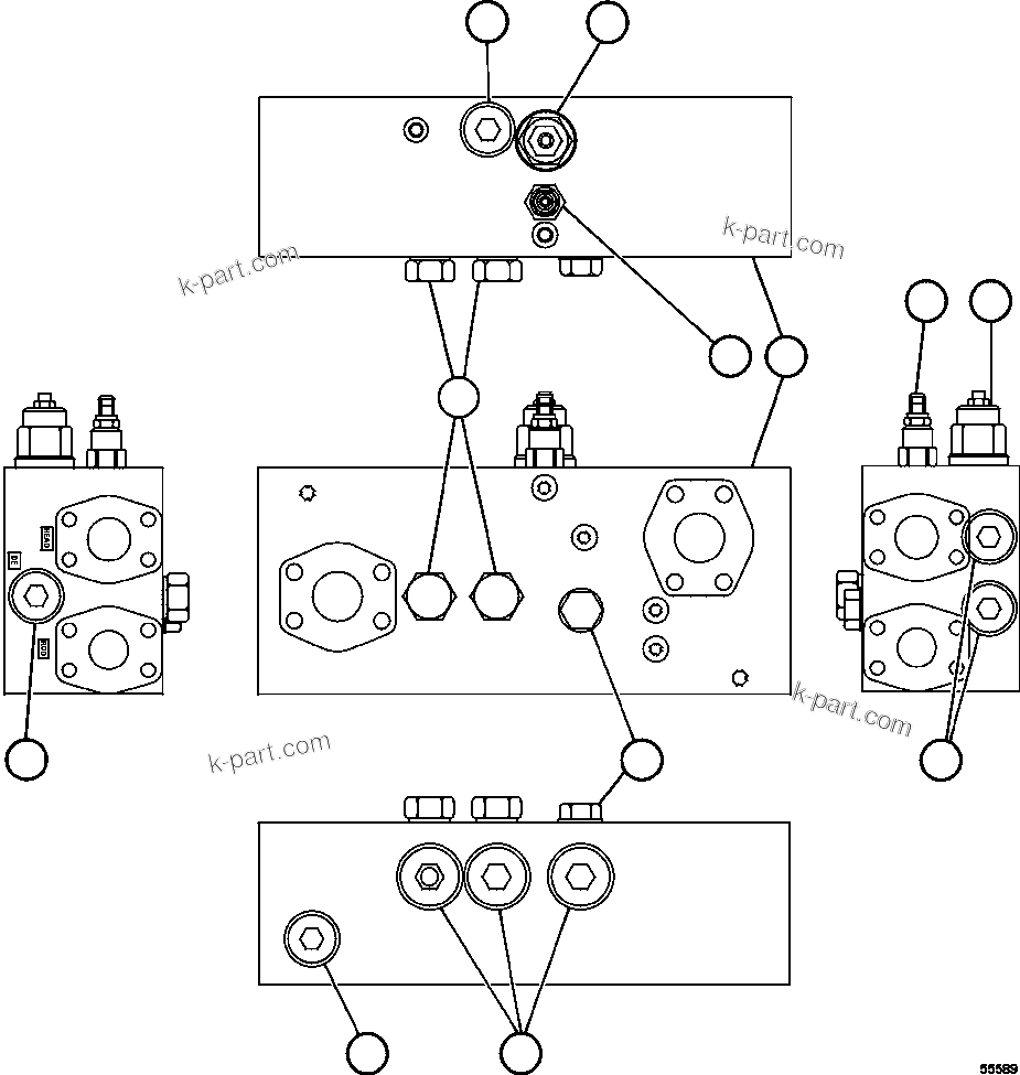 Komatsu parts book diagram for AFE75-M 980E-5 S/N A50044 - A50046, A50048  COPPER MOUNTAIN: OVERCENTER VALVE ASSEMBLY    PC0522