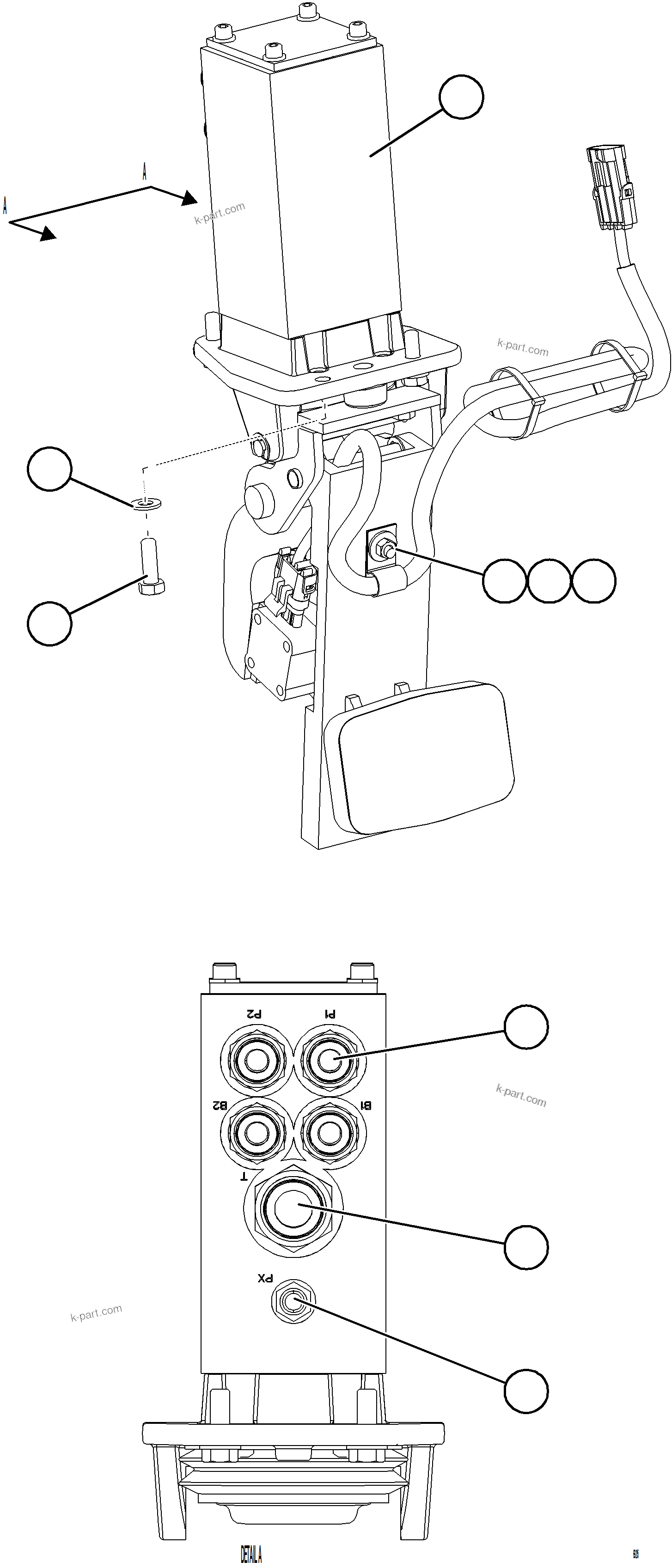 Komatsu parts book diagram for AFE75-M 980E-5 S/N A50044 - A50046, A50048  COPPER MOUNTAIN: BRAKE VALVE INSTALLATION