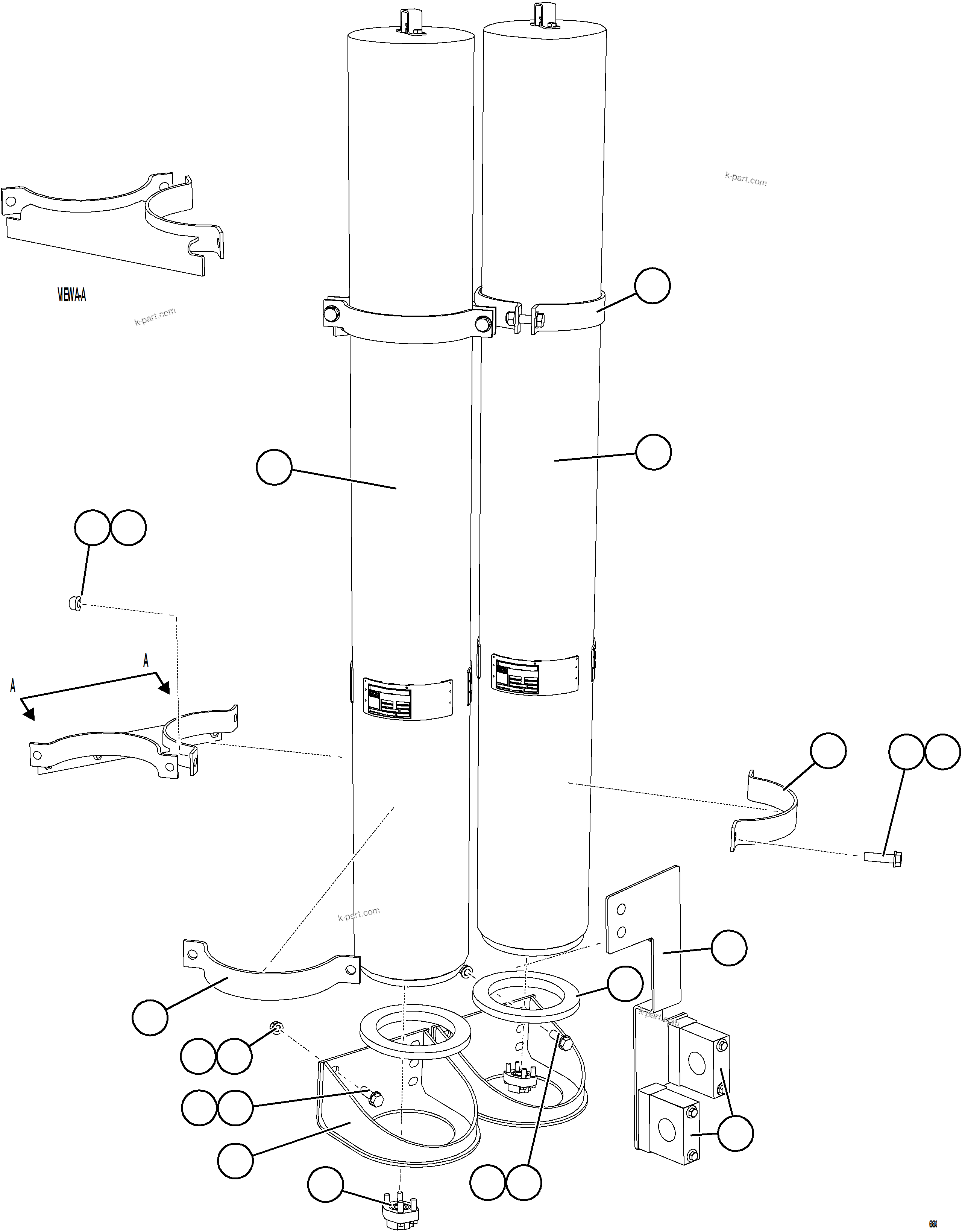 Komatsu parts book diagram for AFE75-M 980E-5 S/N A50044 - A50046, A50048  COPPER MOUNTAIN: STEERING ACCUMULATOR INSTALLATION