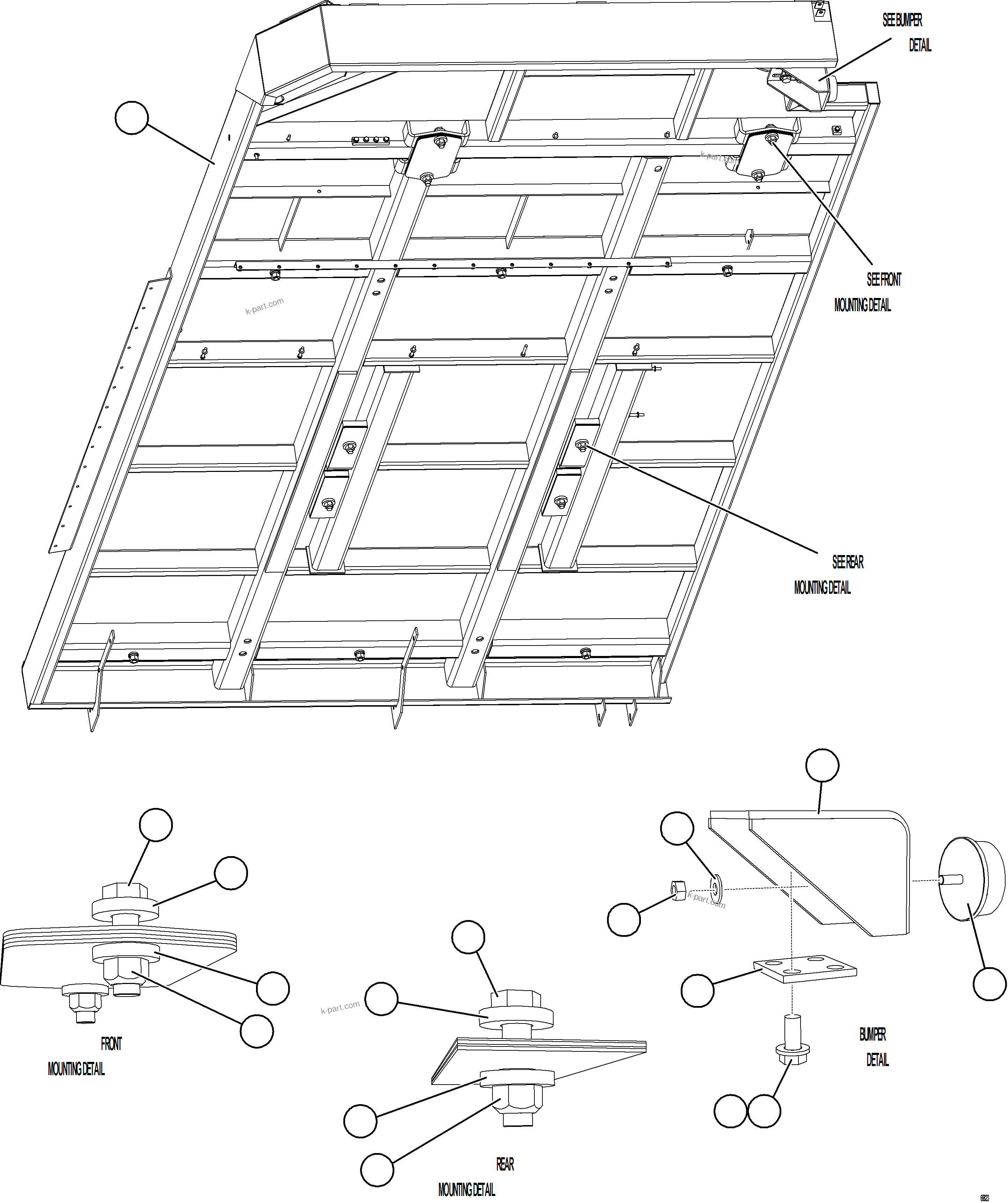 Komatsu parts book diagram for AFE75-M 980E-5 S/N A50044 - A50046, A50048  COPPER MOUNTAIN: RH DECK INSTALLATION    1/2