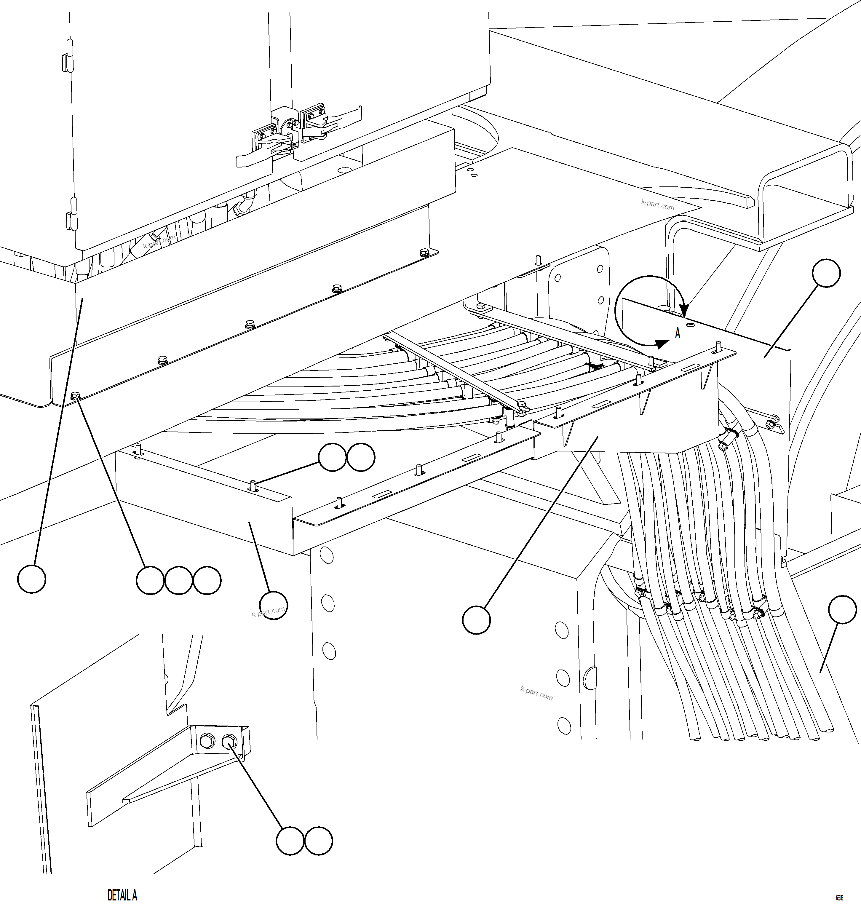 Komatsu parts book diagram for AFE75-M 980E-5 S/N A50044 - A50046, A50048  COPPER MOUNTAIN: HYDRAULIC HOSE SHIELDS