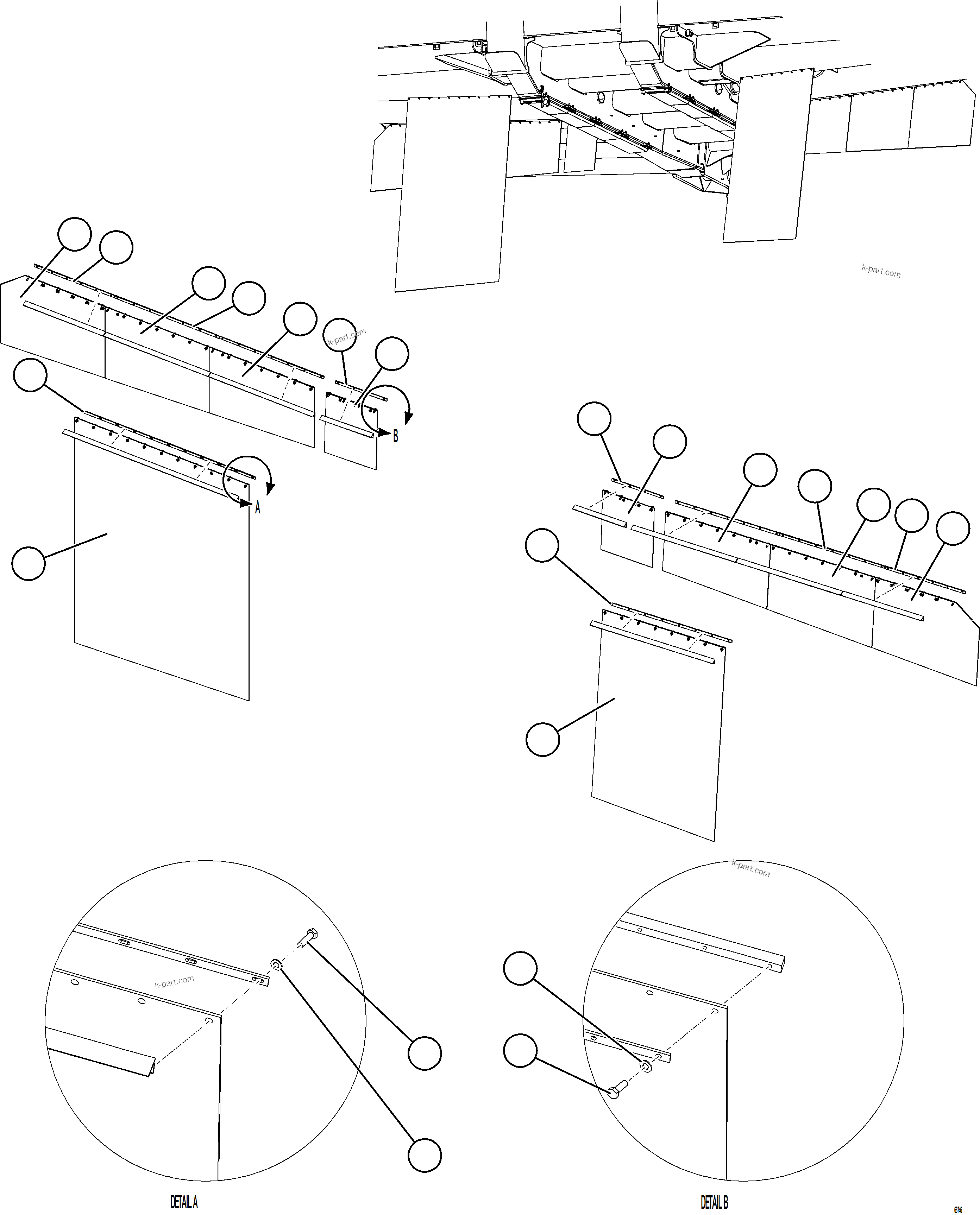 Komatsu parts book diagram for AFE75-M 980E-5 S/N A50044 - A50046, A50048  COPPER MOUNTAIN: DUMP BODY MUD FLAPS    2/2