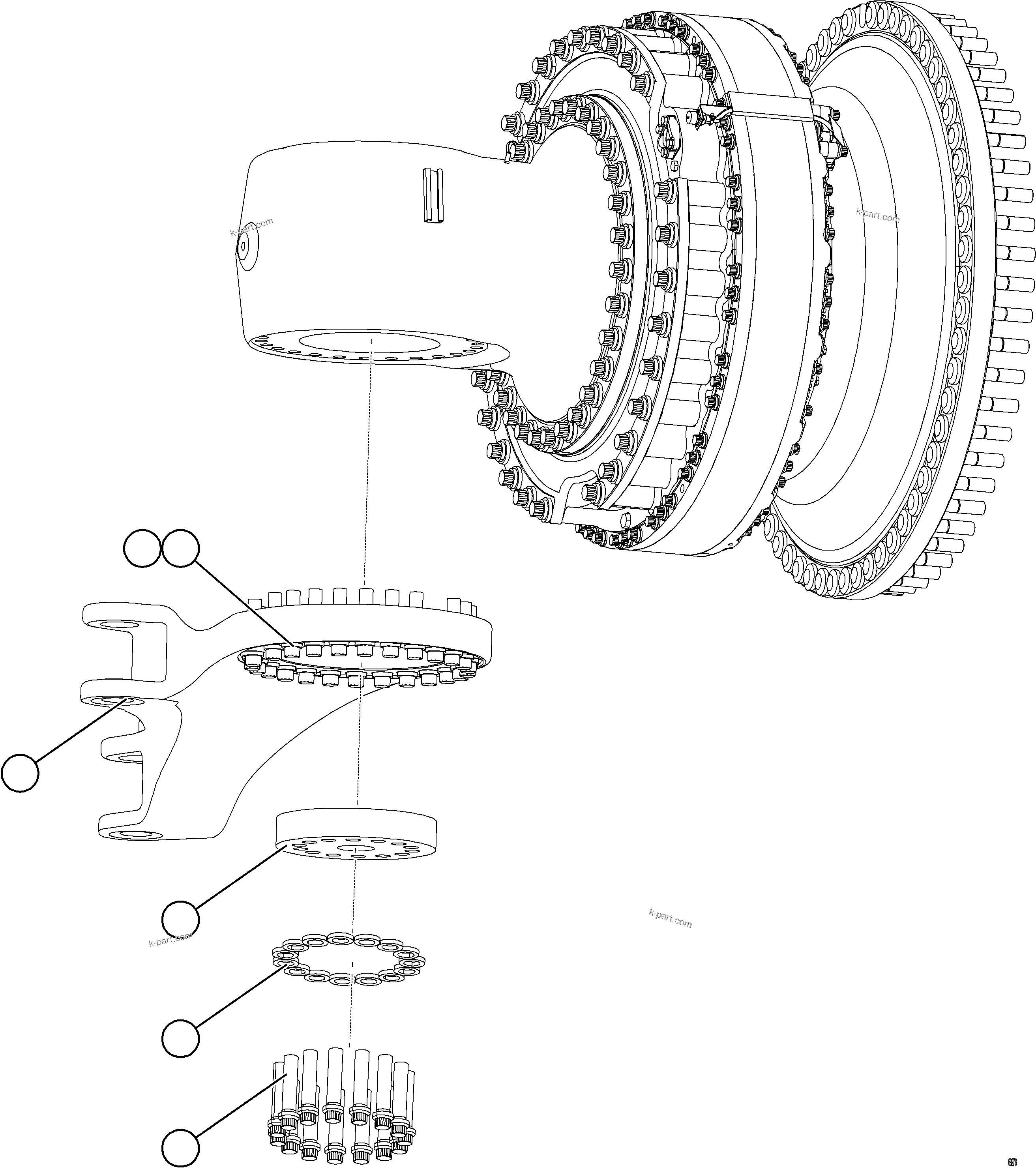 Komatsu parts book diagram for AFE75-M 980E-5 S/N A50044 - A50046, A50048  COPPER MOUNTAIN: STEERING ARM INSTALLATION