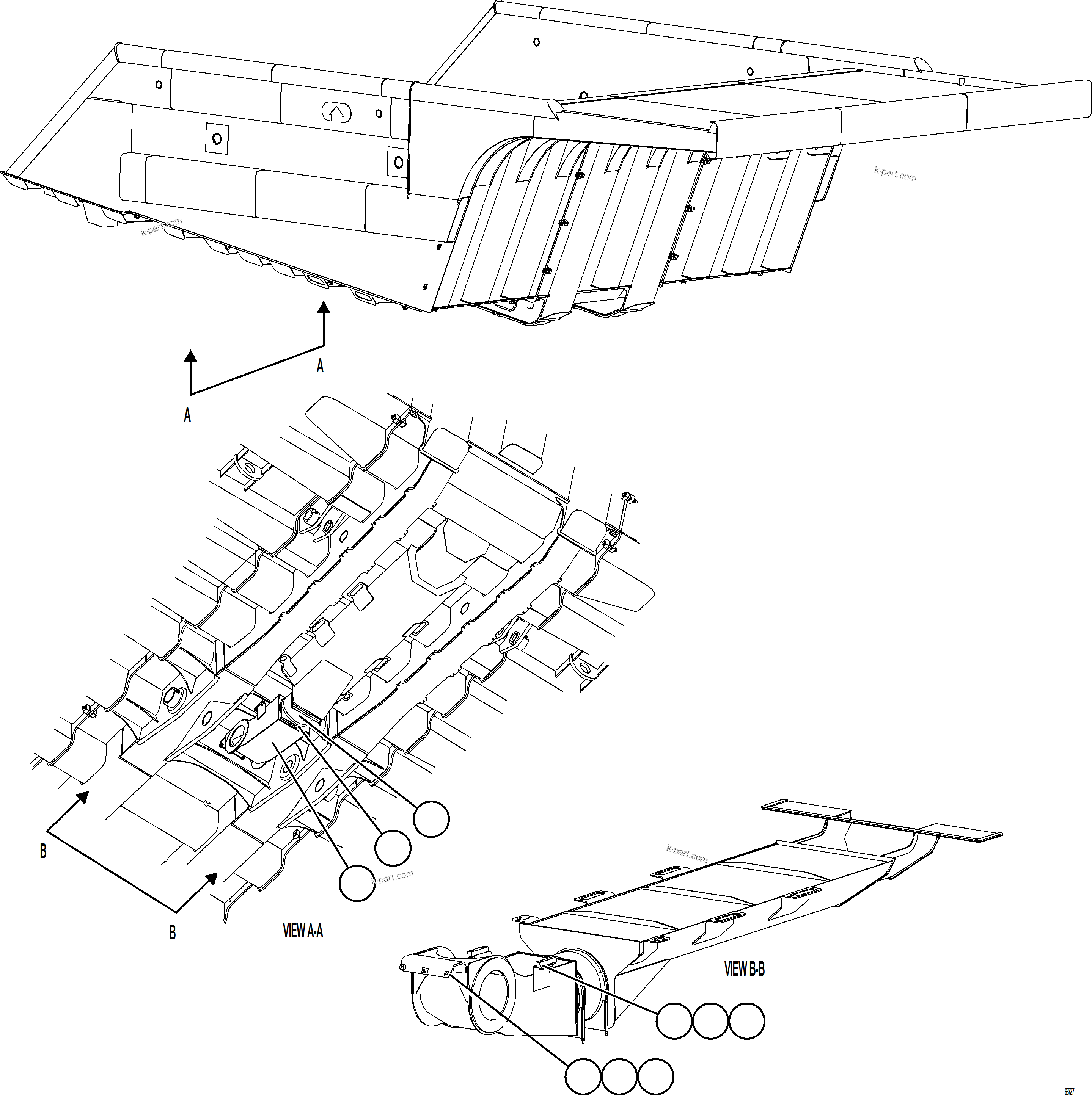 Komatsu parts book diagram for AFE75-M 980E-5 S/N A50044 - A50046, A50048  COPPER MOUNTAIN: HEATPAN INSTALLATION