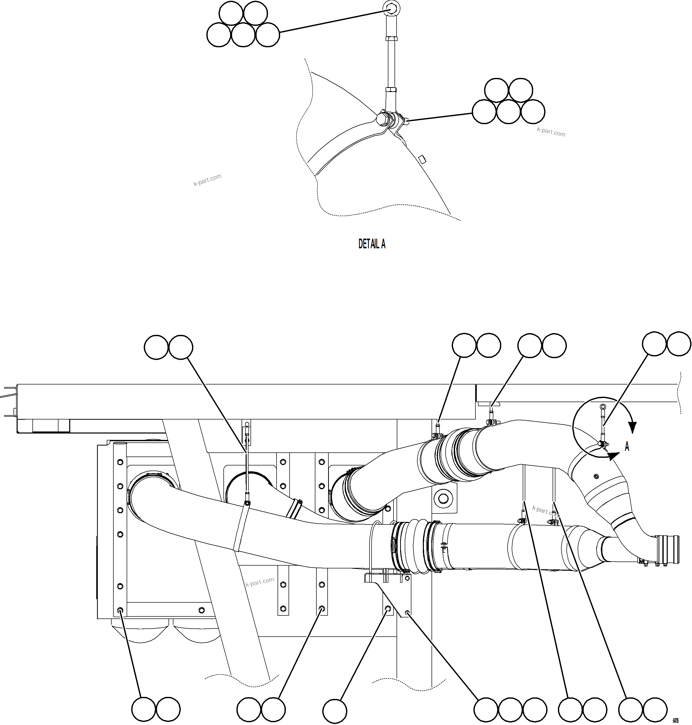 Komatsu parts book diagram for AFE75-R 980E-5 S/N A50054 - A50057  SPENCE: AIR CLEANER PIPING AND INSTALLATION - LH    3/3