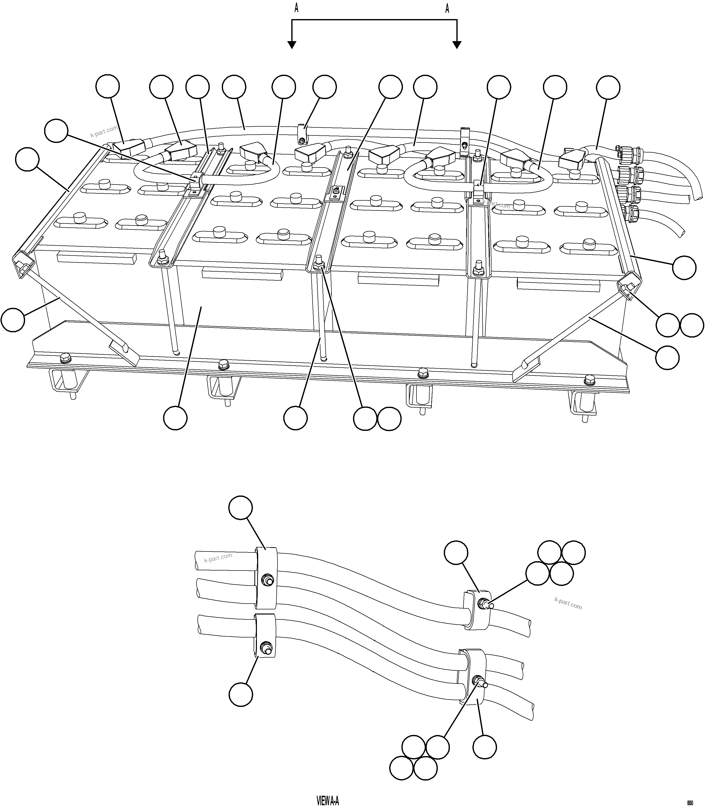 Komatsu parts book diagram for AFE75-R 980E-5 S/N A50054 - A50057  SPENCE: BATTERY BOX ASSEMBLY    4/6