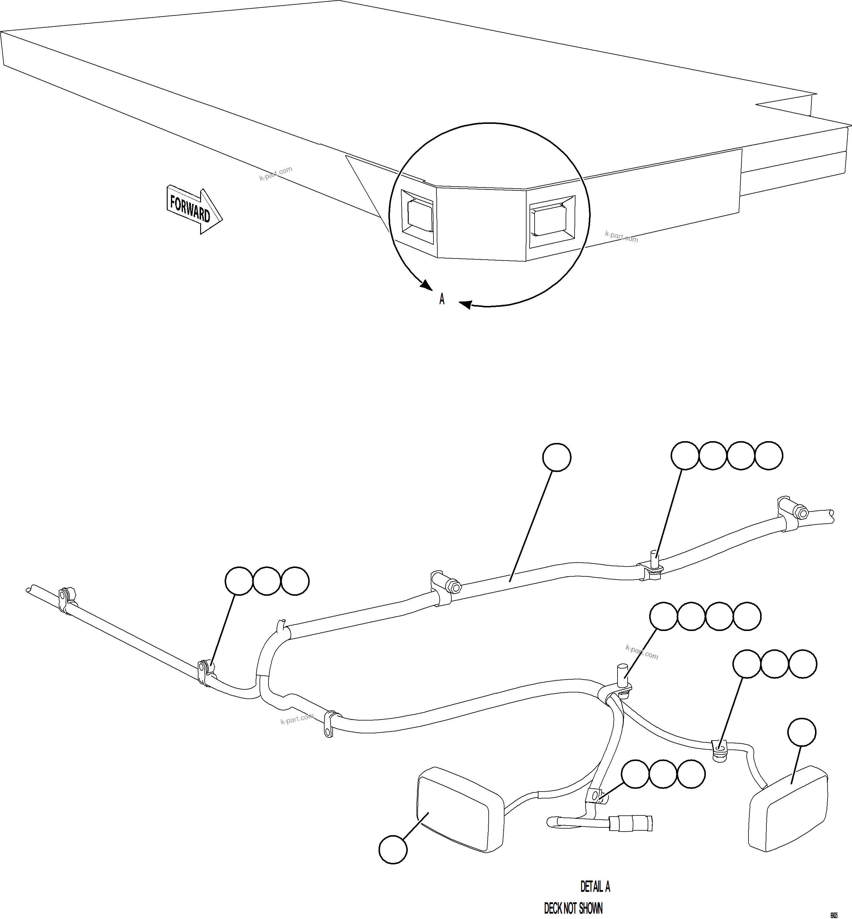 Komatsu parts book diagram for AFE75-R 980E-5 S/N A50054 - A50057  SPENCE: RH DECK WIRING HARNESS & LIGHTS