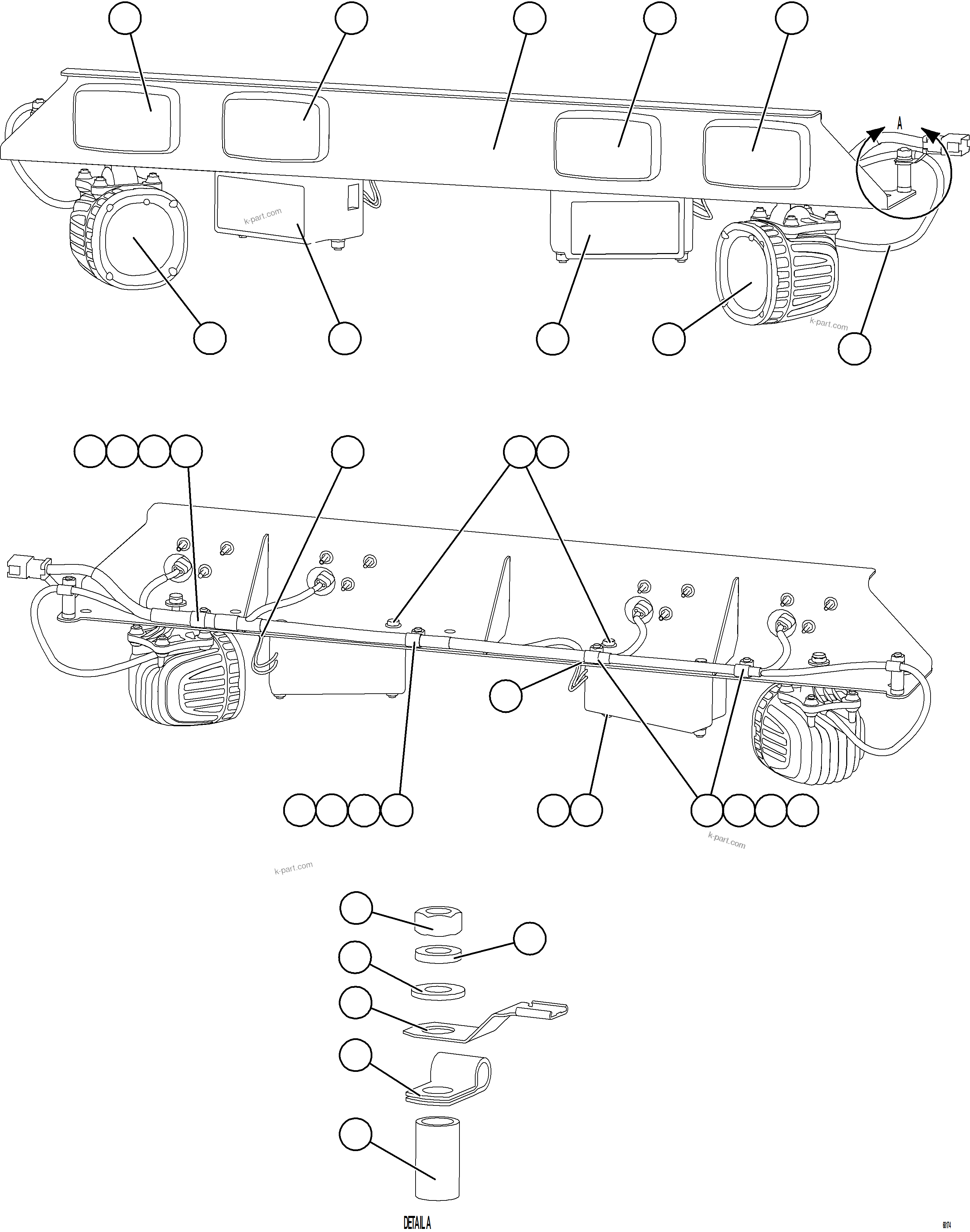 Komatsu parts book diagram for AFE75-R 980E-5 S/N A50054 - A50057  SPENCE: REAR AXLE LIGHTS & BACKUP ALARMS    2/2
