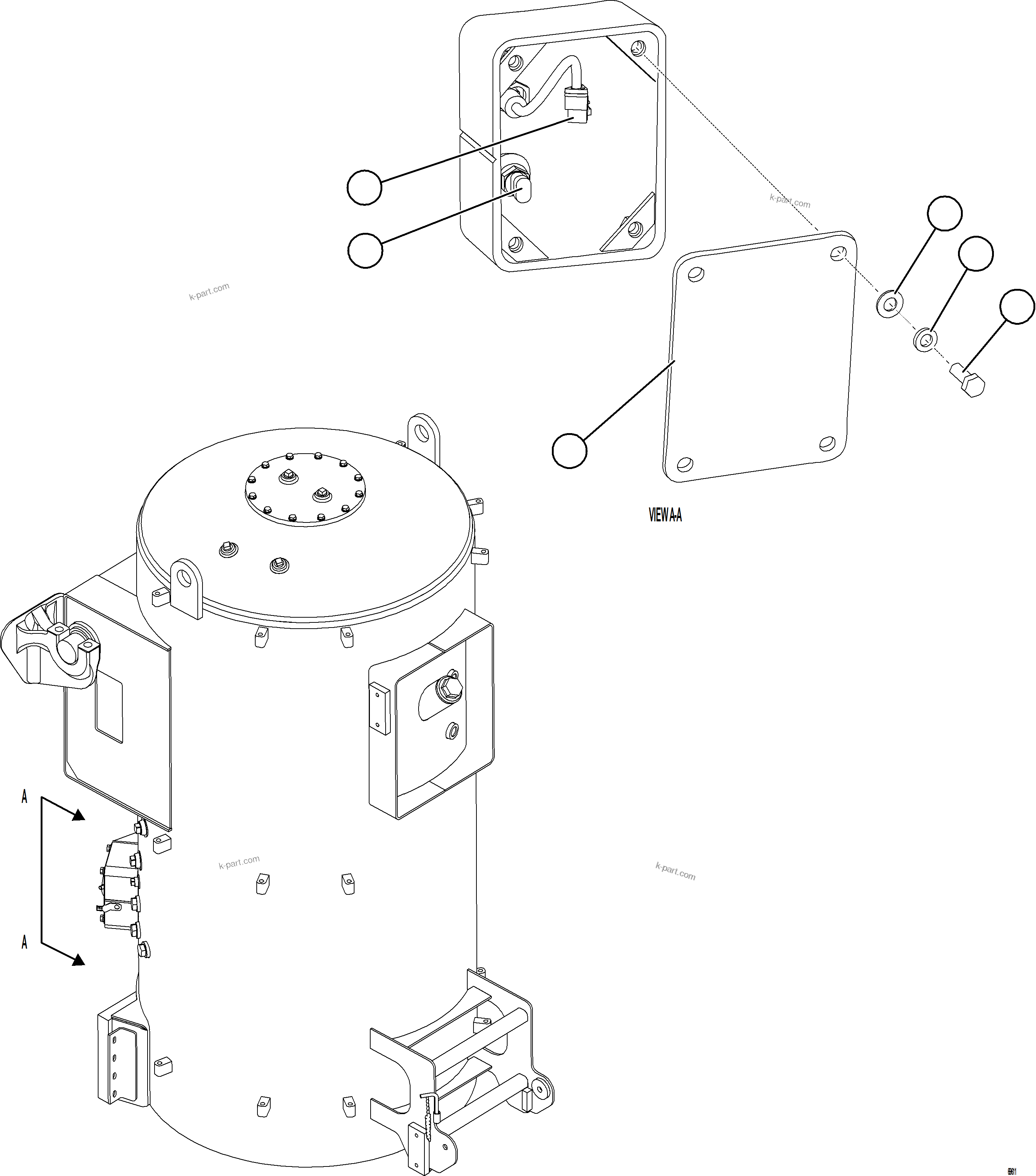 Komatsu parts book diagram for AFE75-R 980E-5 S/N A50054 - A50057  SPENCE: HYDRAULIC TANK SENSOR & SWITCH