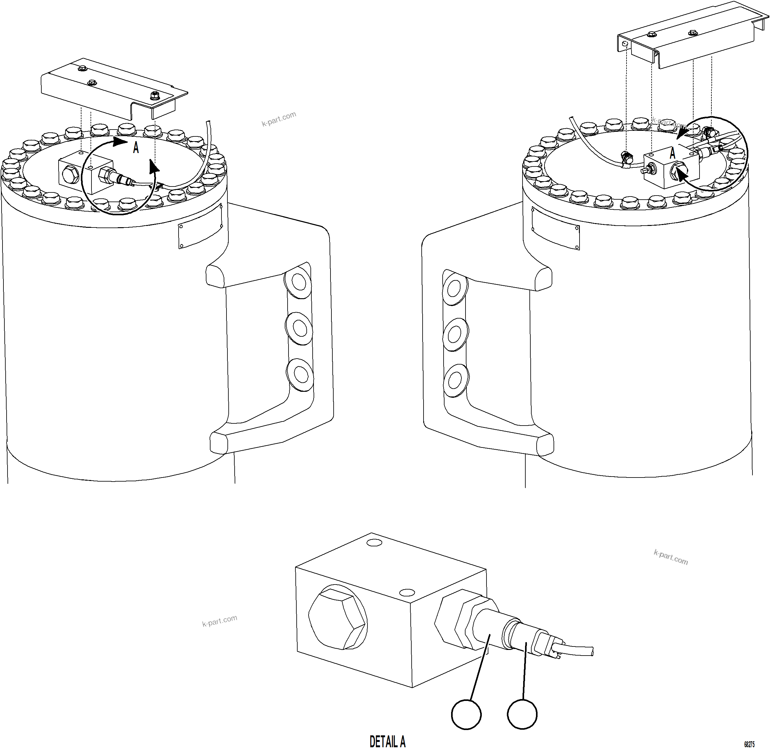 Komatsu parts book diagram for AFE75-R 980E-5 S/N A50054 - A50057  SPENCE: PLM PRESSURE SENSOR - FRONT SUSPENSIONS    2/2