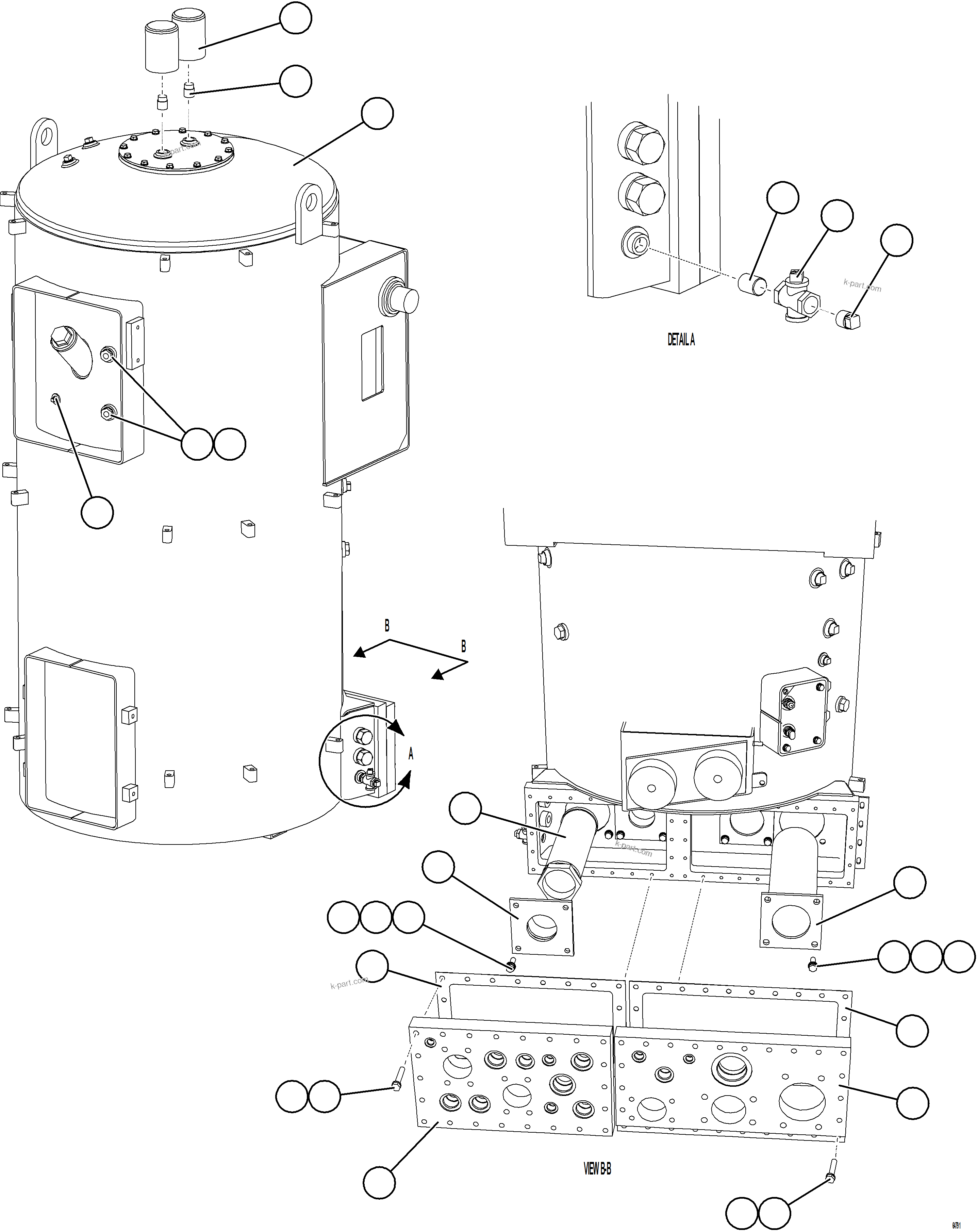 Komatsu parts book diagram for AFE75-R 980E-5 S/N A50054 - A50057  SPENCE: HYDRAULIC TANK ASSEMBLY