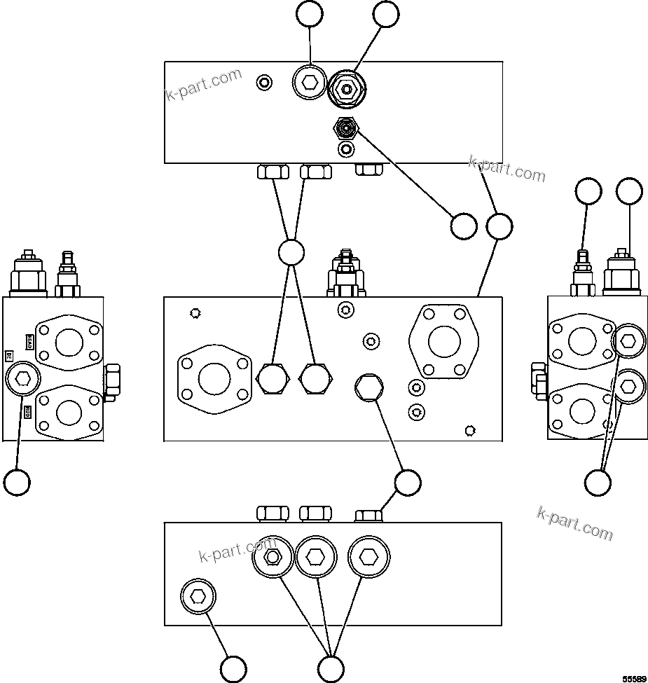 Komatsu parts book diagram for AFE75-R 980E-5 S/N A50054 - A50057  SPENCE: OVERCENTER VALVE ASSEMBLY    PC0522
