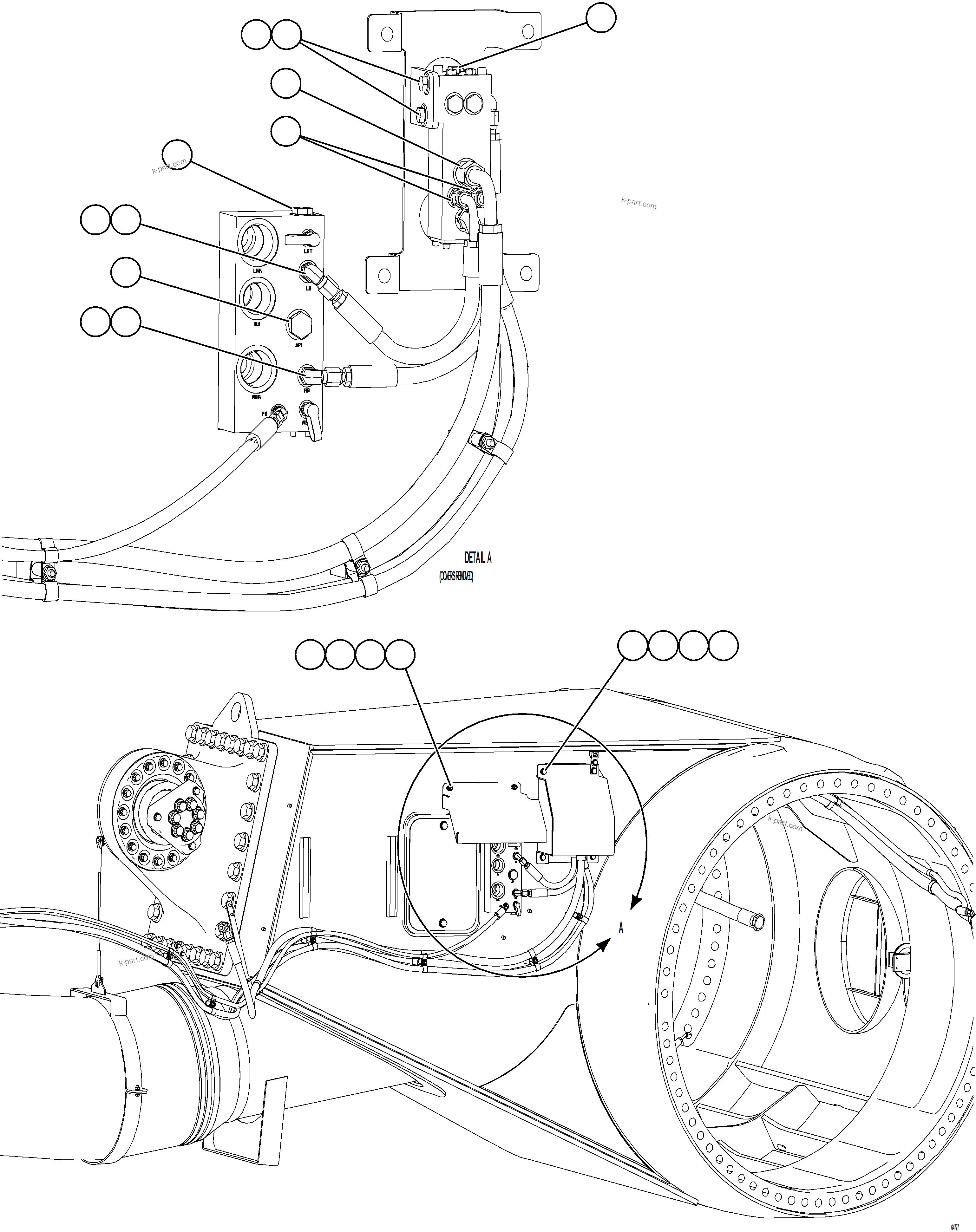 Komatsu parts book diagram for AFE75-R 980E-5 S/N A50054 - A50057  SPENCE: REAR BRAKE APPLY PIPING    3/3