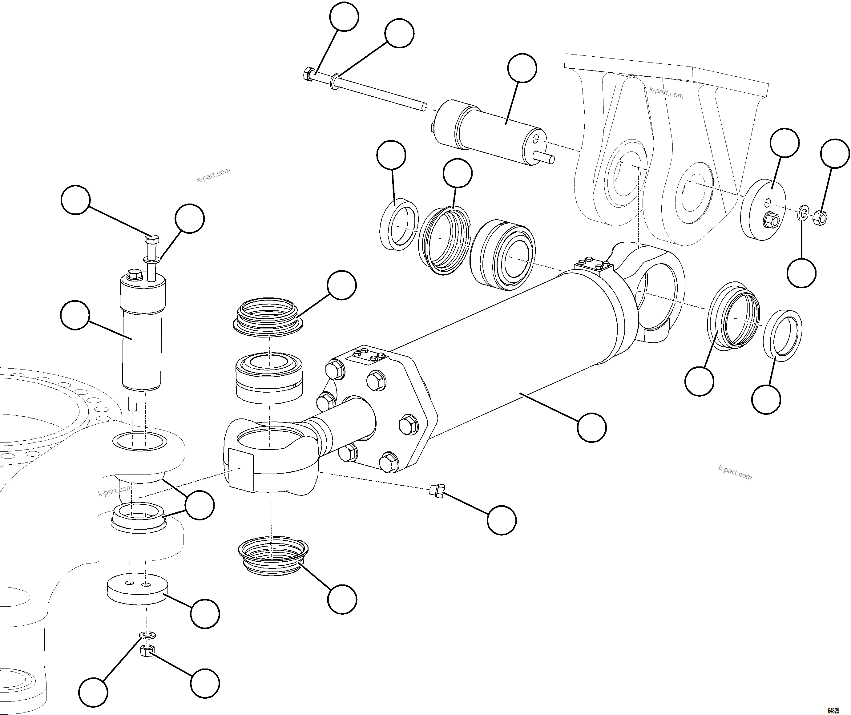 Komatsu parts book diagram for AFE75-R 980E-5 S/N A50054 - A50057  SPENCE: STEERING CYLINDER INSTALLATION