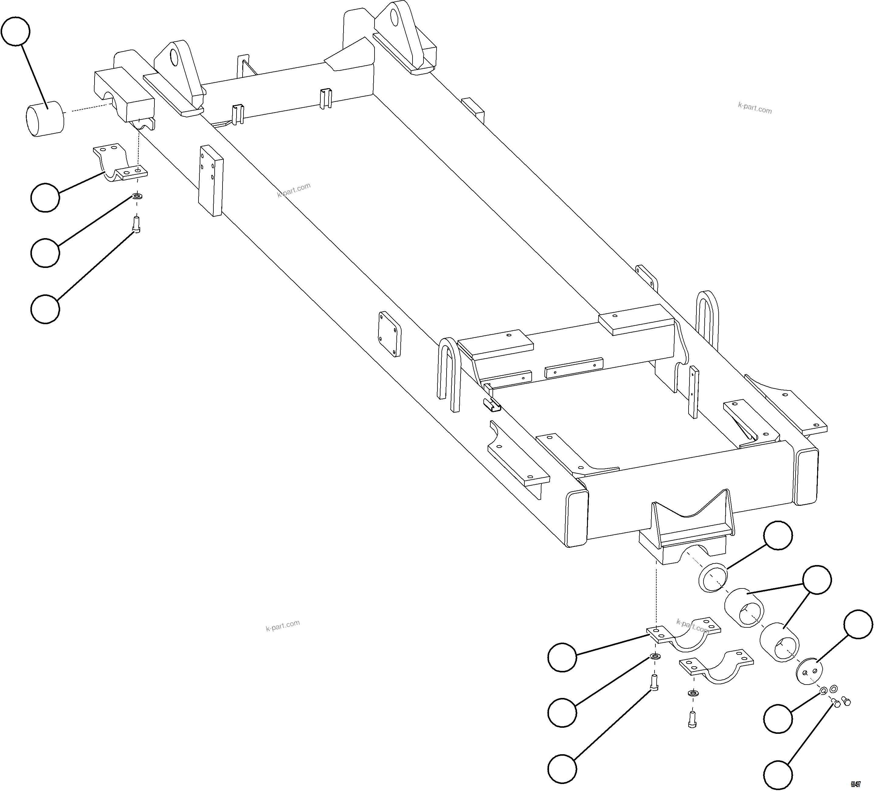 Komatsu parts book diagram for AFE77-AB 830E-5 S/N A50077 - A50078  DOWNER EDI: ENGINE/SUB-FRAME MOUNTS