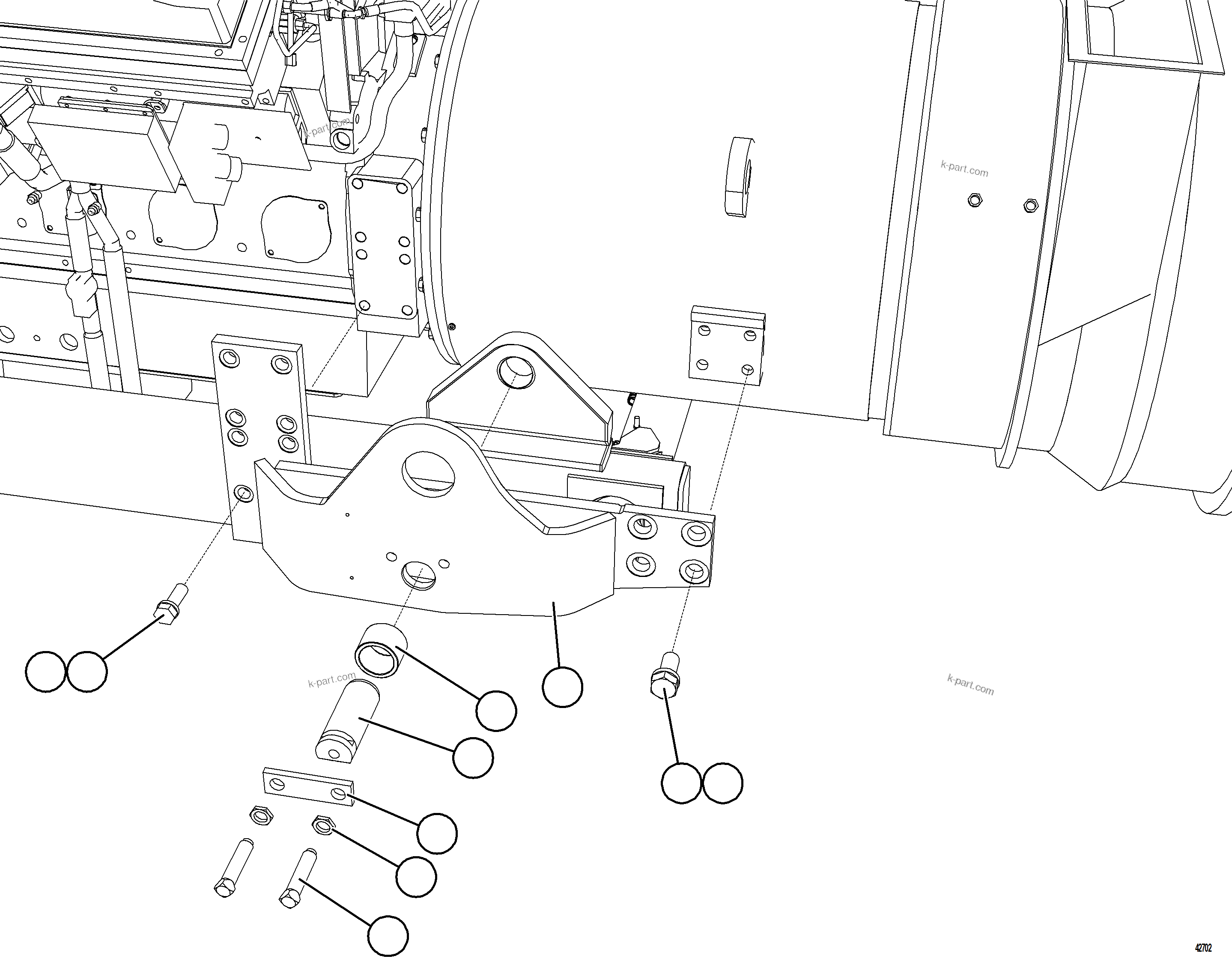 Komatsu parts book diagram for AFE77-AB 830E-5 S/N A50077 - A50078  DOWNER EDI: ENGINE CRADLE INSTALLATION
