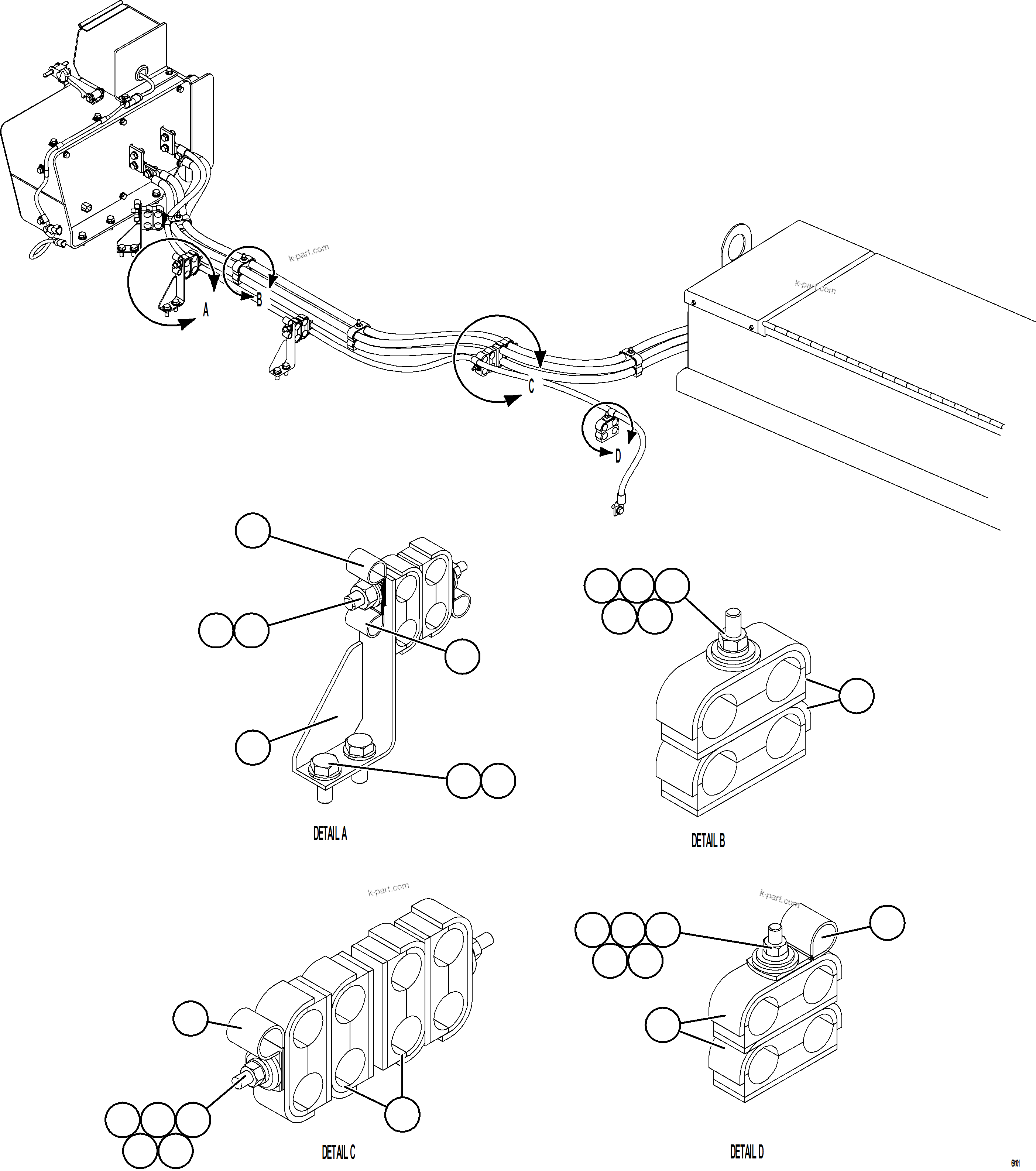 Komatsu parts book diagram for AFE77-AB 830E-5 S/N A50077 - A50078  DOWNER EDI: ISOLATION BOX EXTERNAL WIRING    1/2