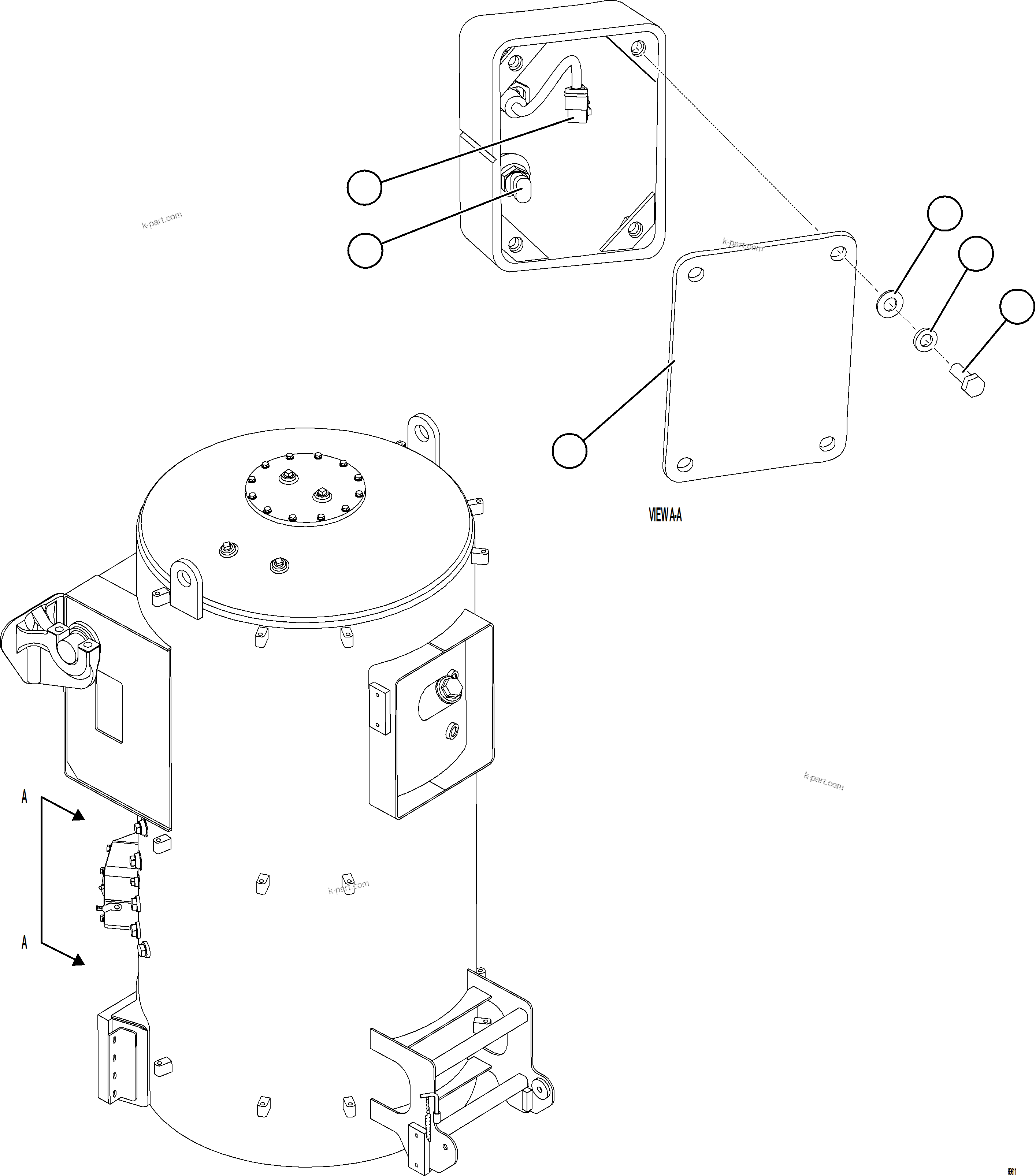Komatsu parts book diagram for AFE77-AB 830E-5 S/N A50077 - A50078  DOWNER EDI: HYDRAULIC TANK SENSOR & SWITCH