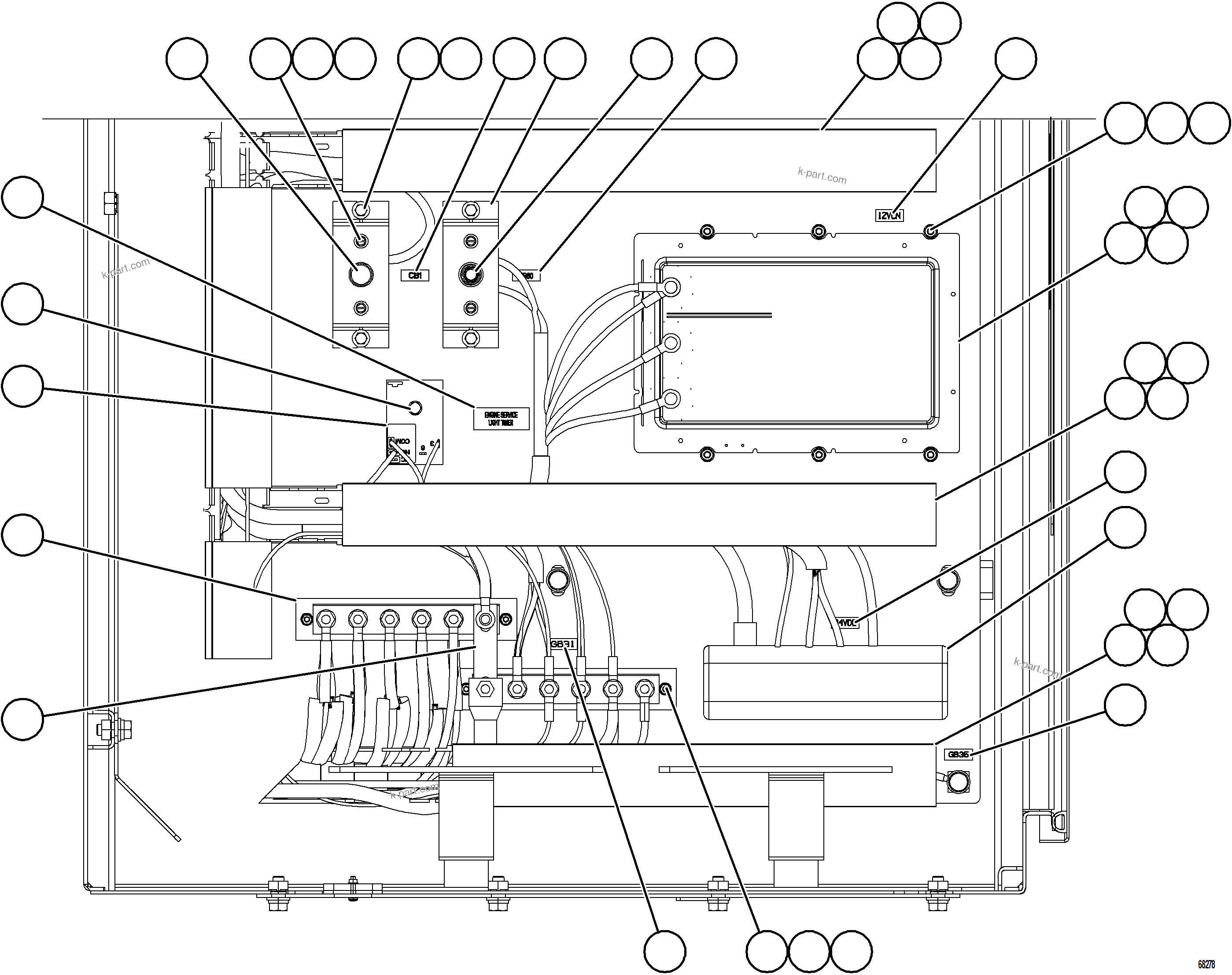 Komatsu parts book diagram for AFE77-AB 830E-5 S/N A50077 - A50078  DOWNER EDI: AUXILIARY CONTROL CABINET - RH WALL    2/2