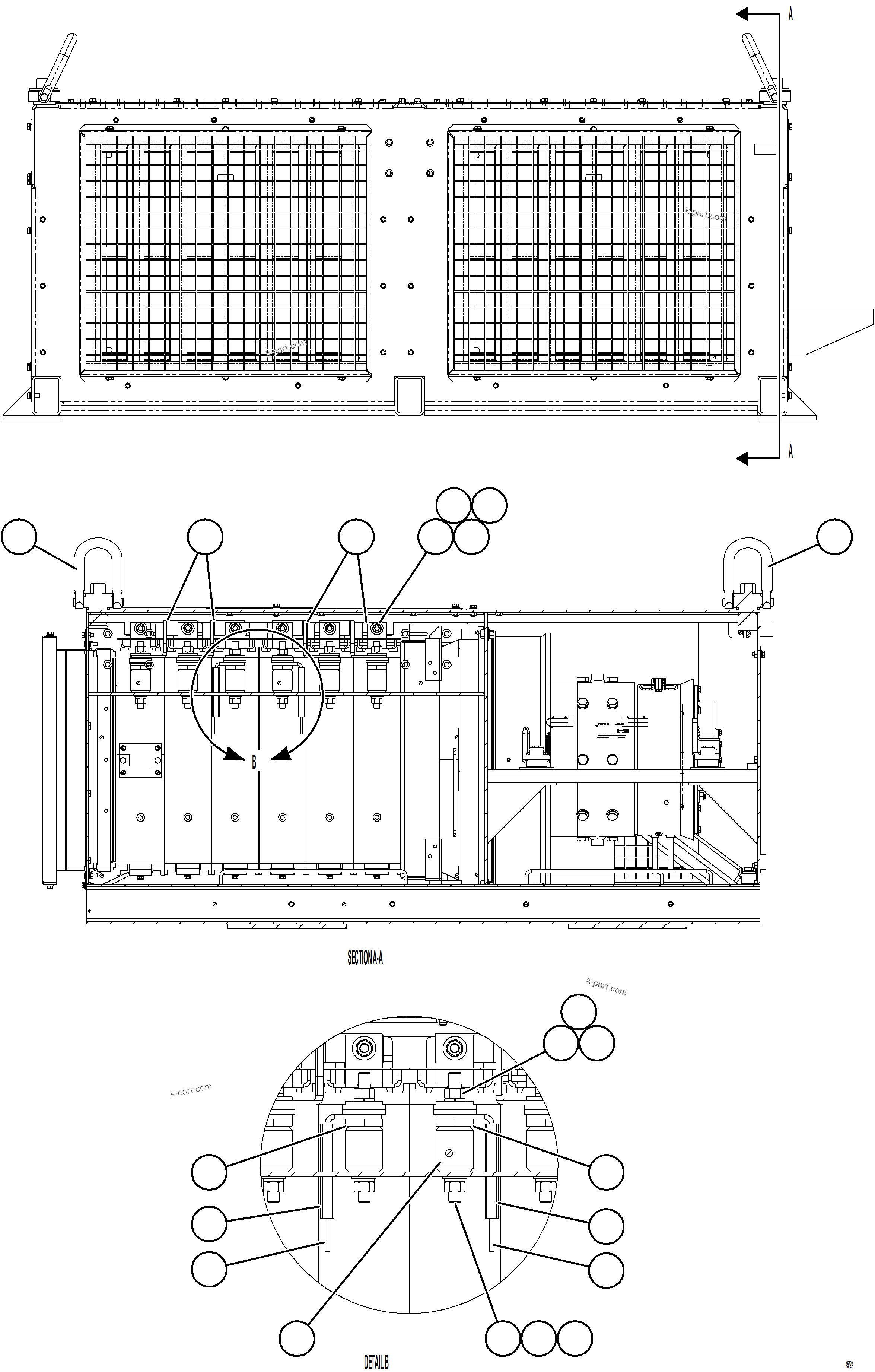 Komatsu parts book diagram for AFE77-AB 830E-5 S/N A50077 - A50078  DOWNER EDI: RETARDING GRID    5/6    58E-43-00511