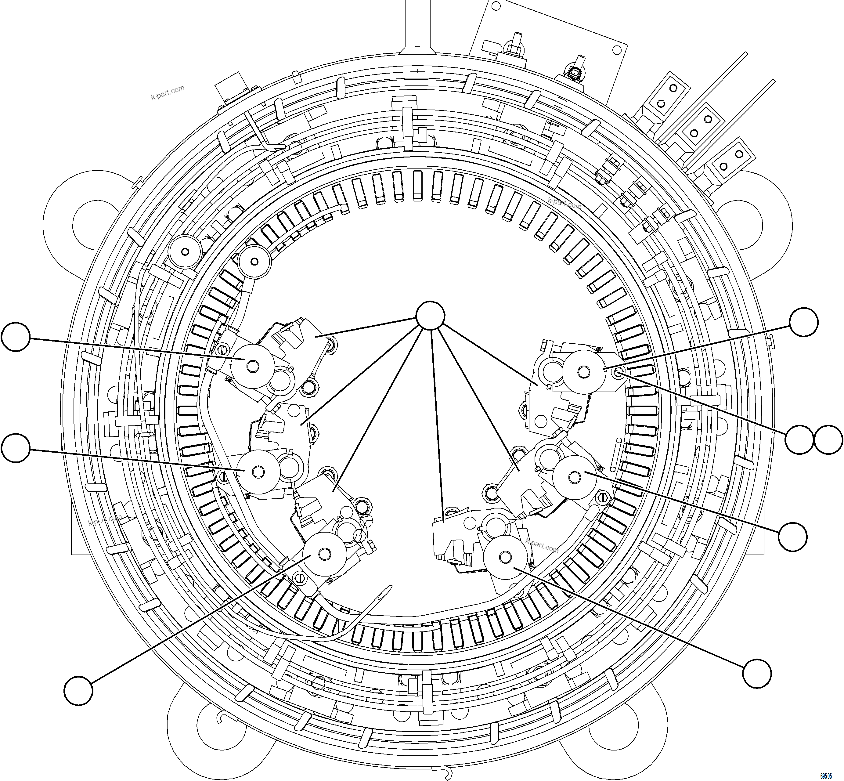 Komatsu parts book diagram for AFE77-AB 830E-5 S/N A50077 - A50078  DOWNER EDI: BRUSH HOLDER ASSEMBLY
