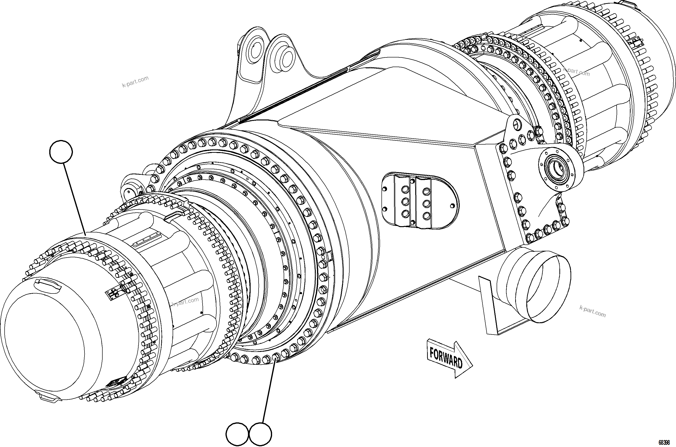 Komatsu parts book diagram for AFE77-AB 830E-5 S/N A50077 - A50078  DOWNER EDI: WHEEL MOTOR ASSEMBLY INSTALLATION