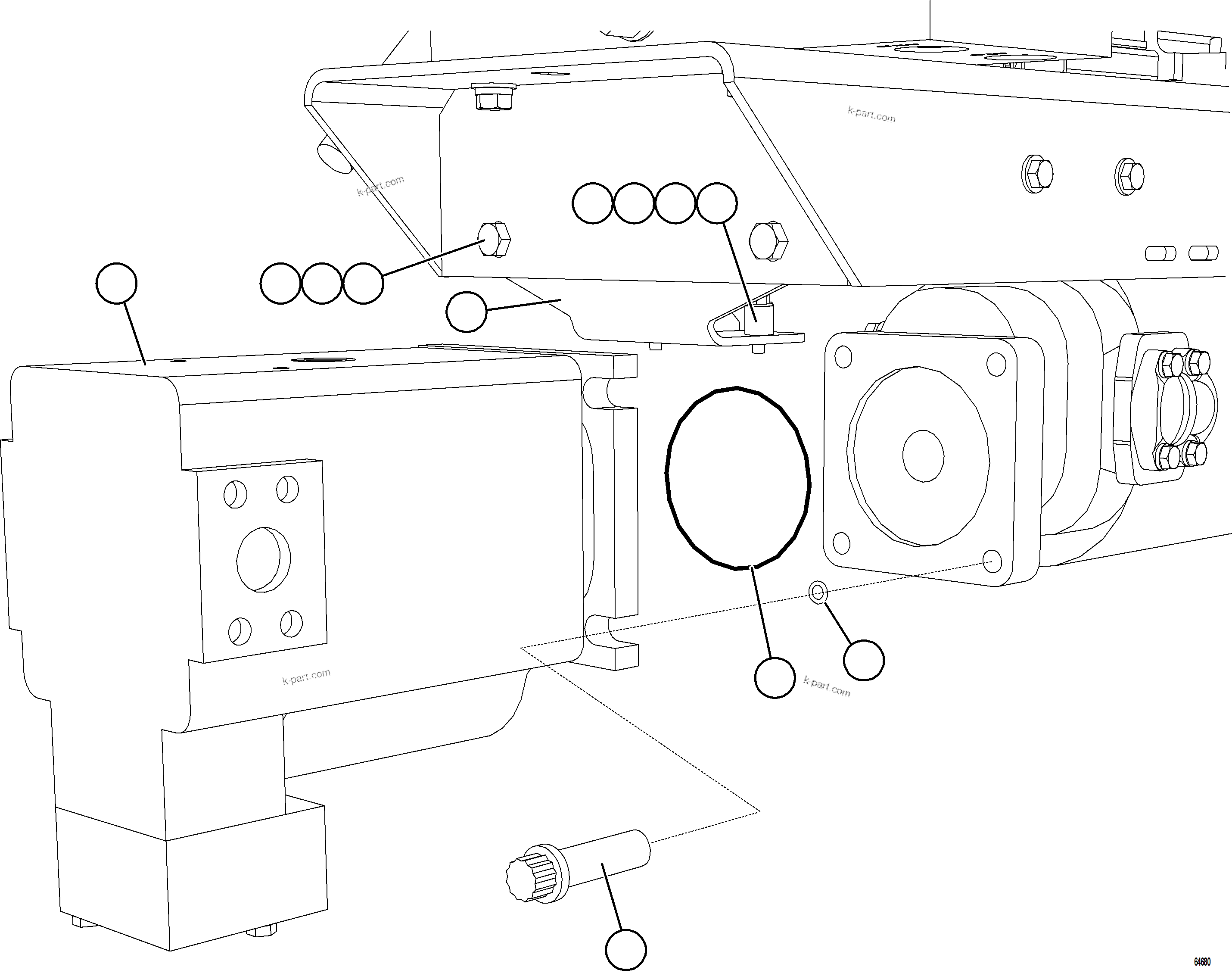 Komatsu parts book diagram for AFE77-AB 830E-5 S/N A50077 - A50078  DOWNER EDI: STEERING PUMP INSTALLATION