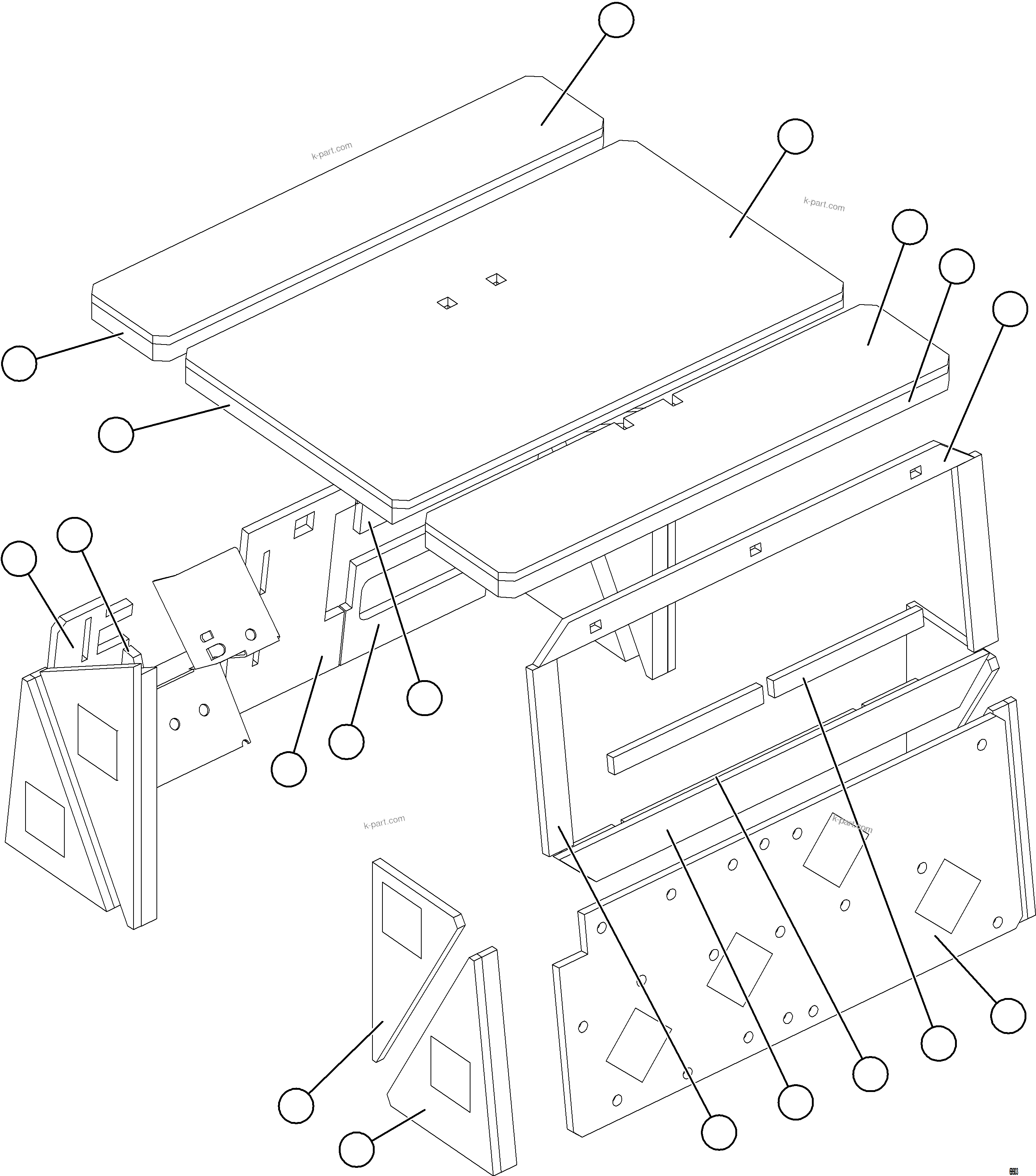 Komatsu parts book diagram for AFE77-AB 830E-5 S/N A50077 - A50078  DOWNER EDI: CAB INSULATION    2/2